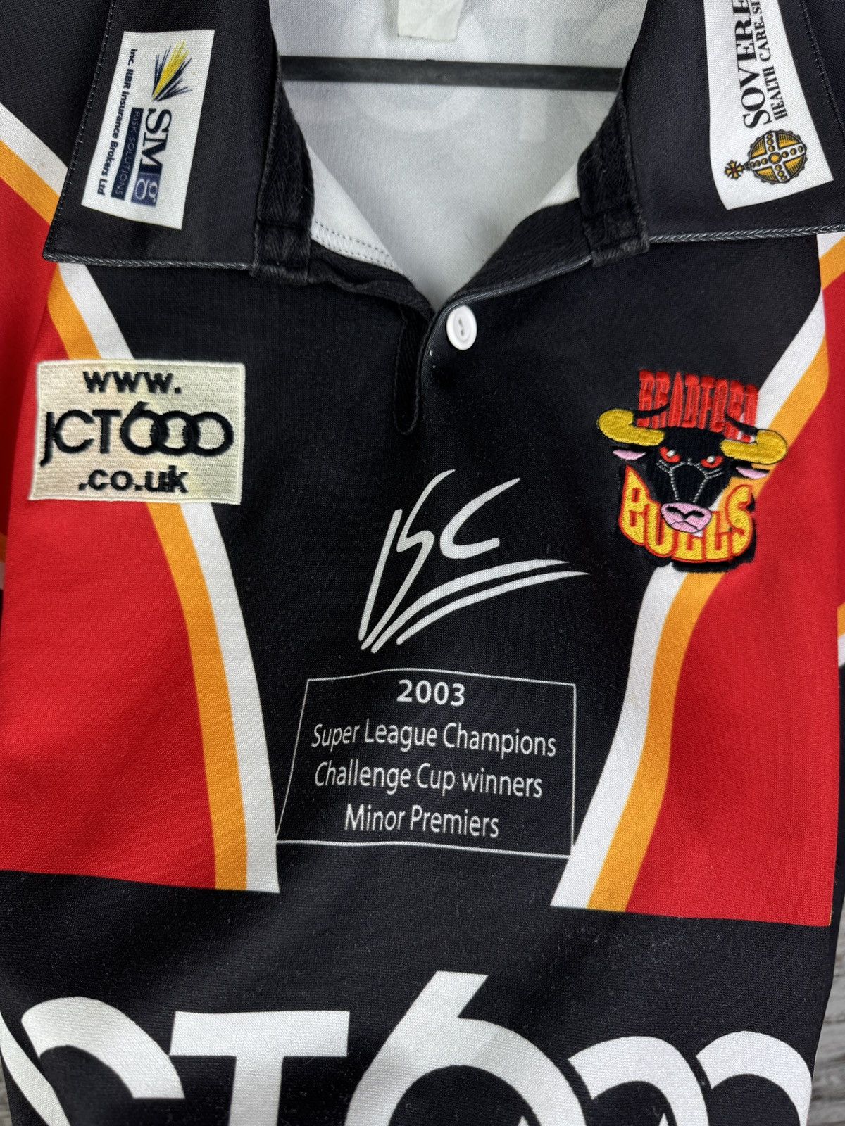 Vintage Bradford Bulls Super League Champions Away Rugby T-Shirt Size US S / EU 44-46 / 1 - 7 Thumbnail