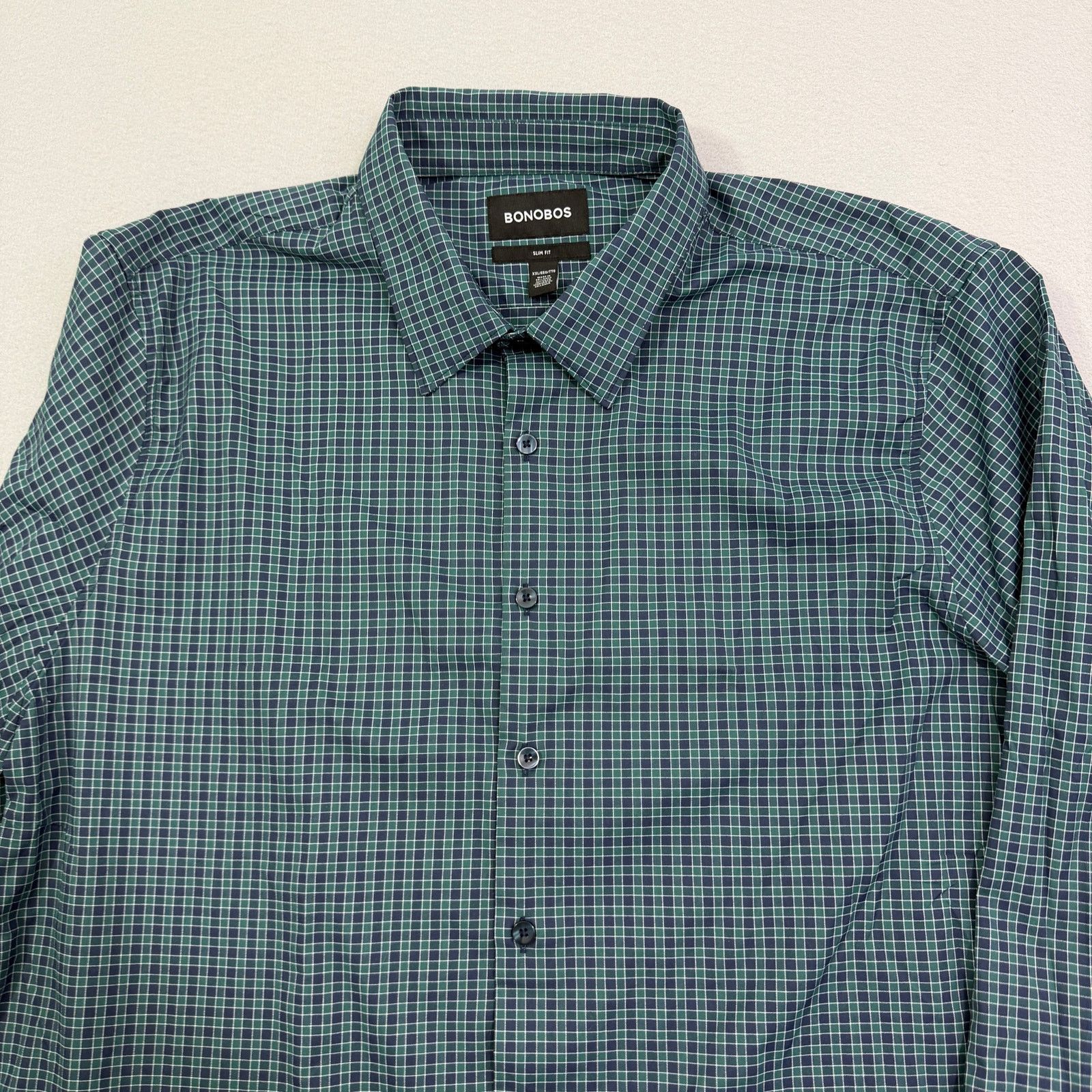 Bonobos Bonobos Slim Fit Button Shirt Men's 2XL Green Blue Plaid Size US XXL / EU 58 / 5 - 2 Thumbnail