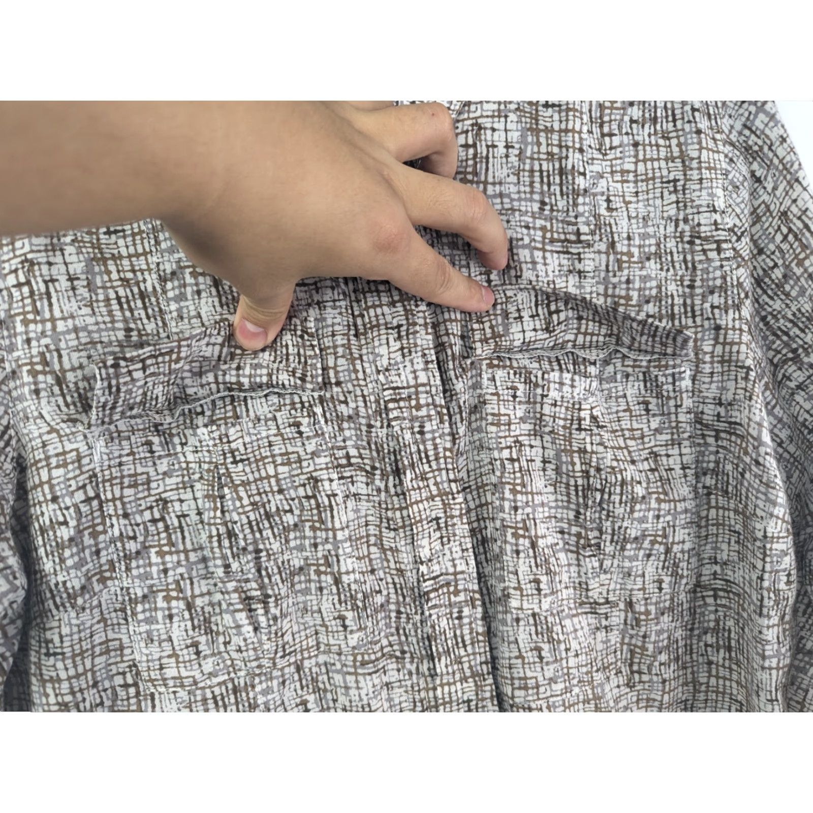 Eddie Bauer Eddie Bauer Button Up Tweed Pattern Lightweight L/S Roll Tab Shirt Women's Large Size L / US 10 / IT 46 - 2 Thumbnail
