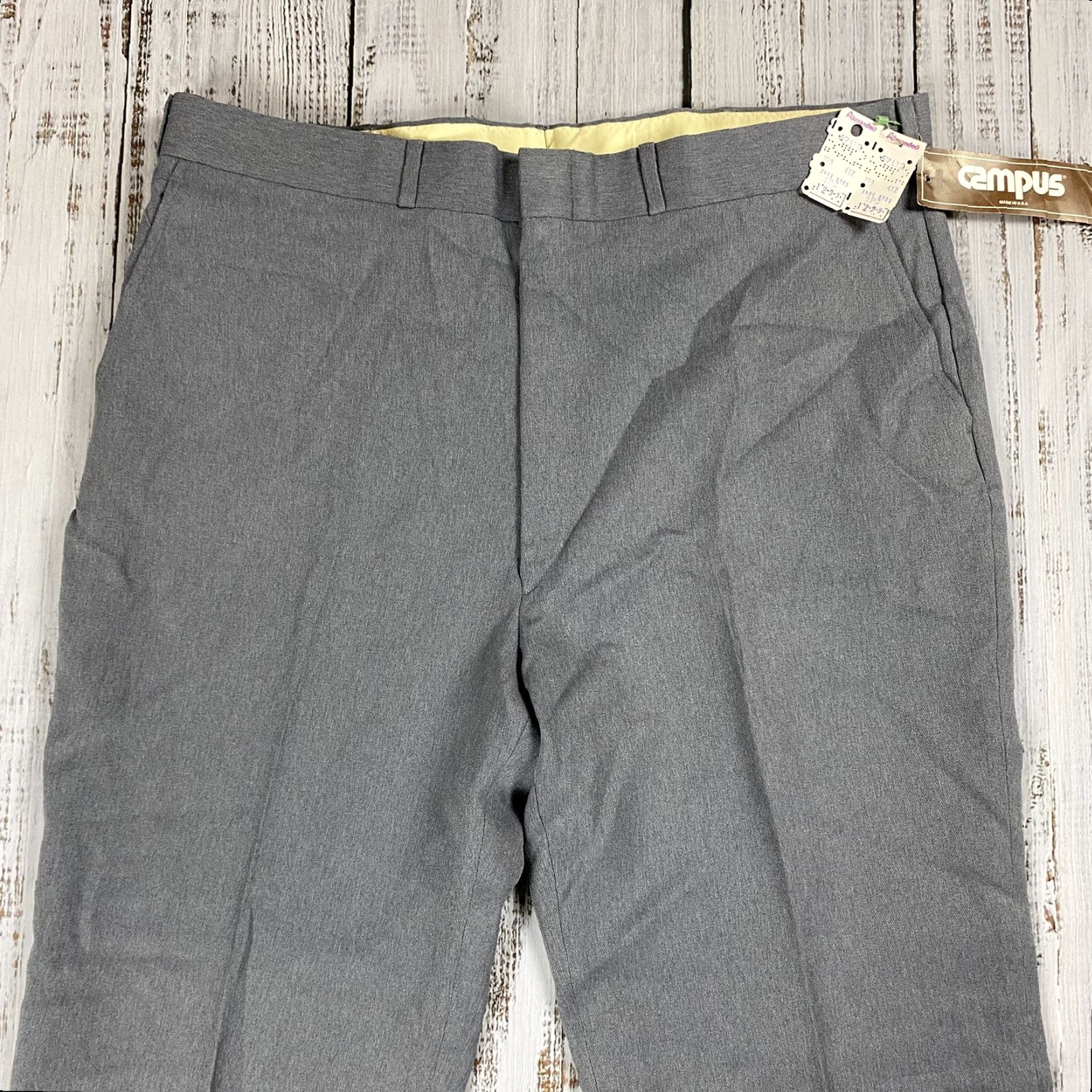 Vintage VINTAGE Campus Dress Pants Gray Heather Polyester Made in USA 40x34 Mens Pants Size US 40 / EU 56 - 2 Thumbnail