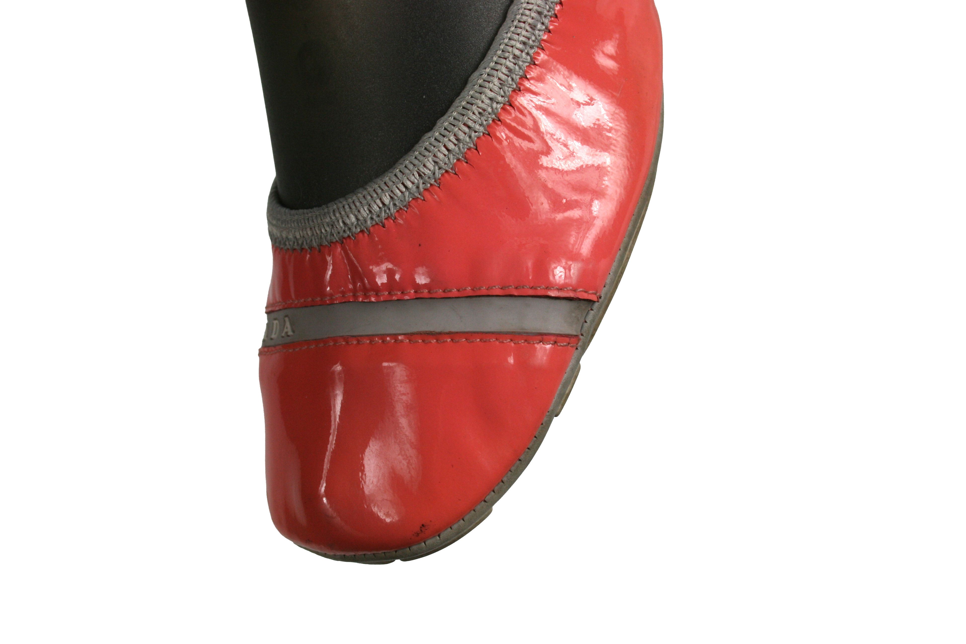 Prada 00S Logo Y2K Stretch Ballerinas Patent Leather Vintage Size US 7.5 / IT 37.5 - 12 Thumbnail