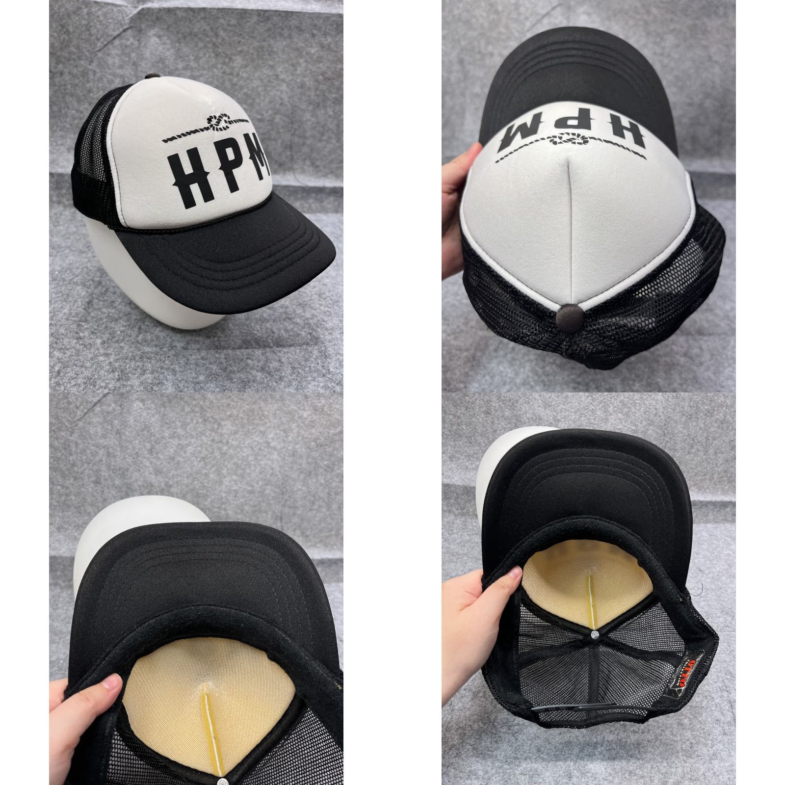 Vintage HPM Hat Cap Snap Back Adult Black Polyester Nylon Trucker Workwear Outdoors Size ONE SIZE - 8 Thumbnail