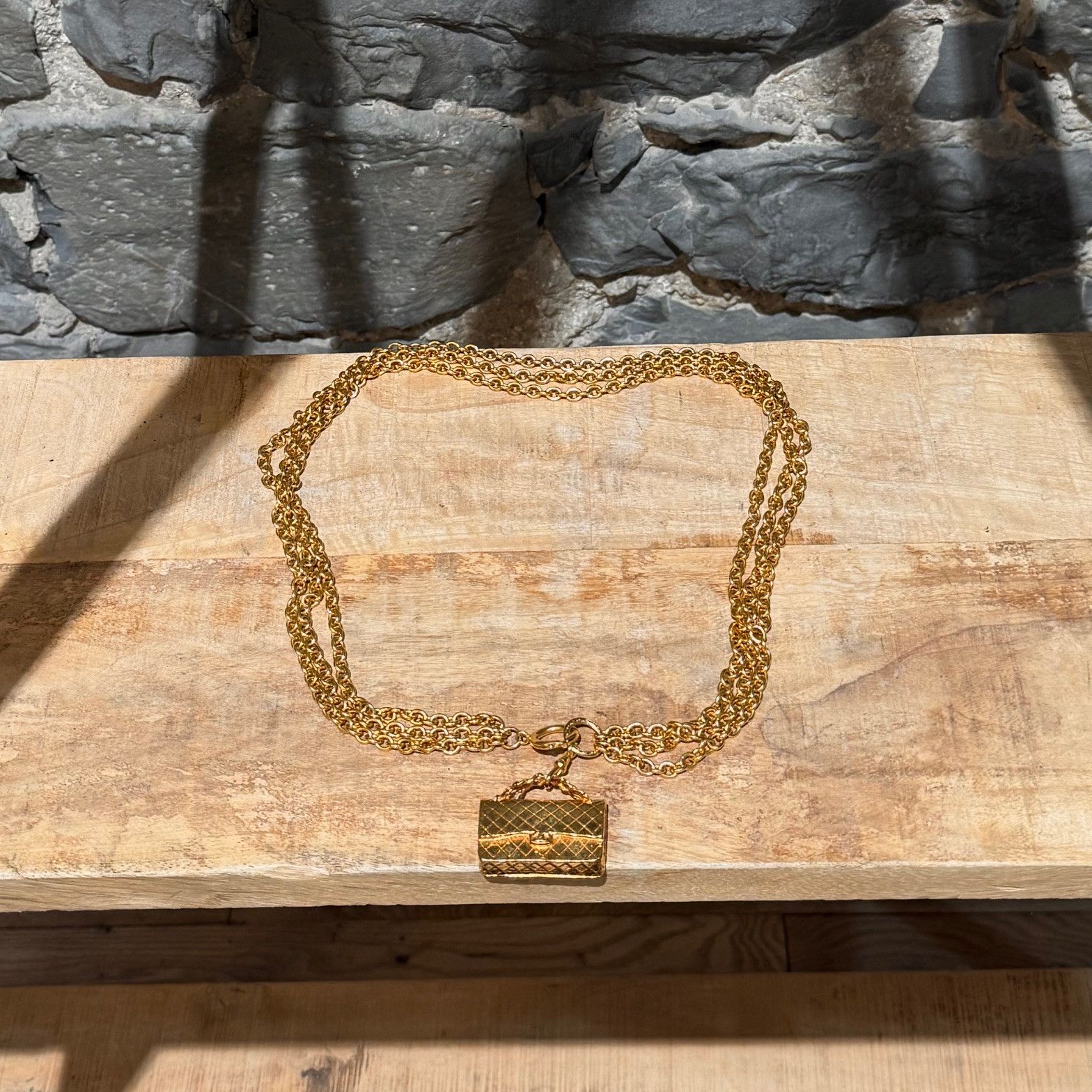 Chanel Chanel Vintage Gold Plated Bag Charm 3 Chains Necklace Belt Size ONE SIZE - 9 Thumbnail