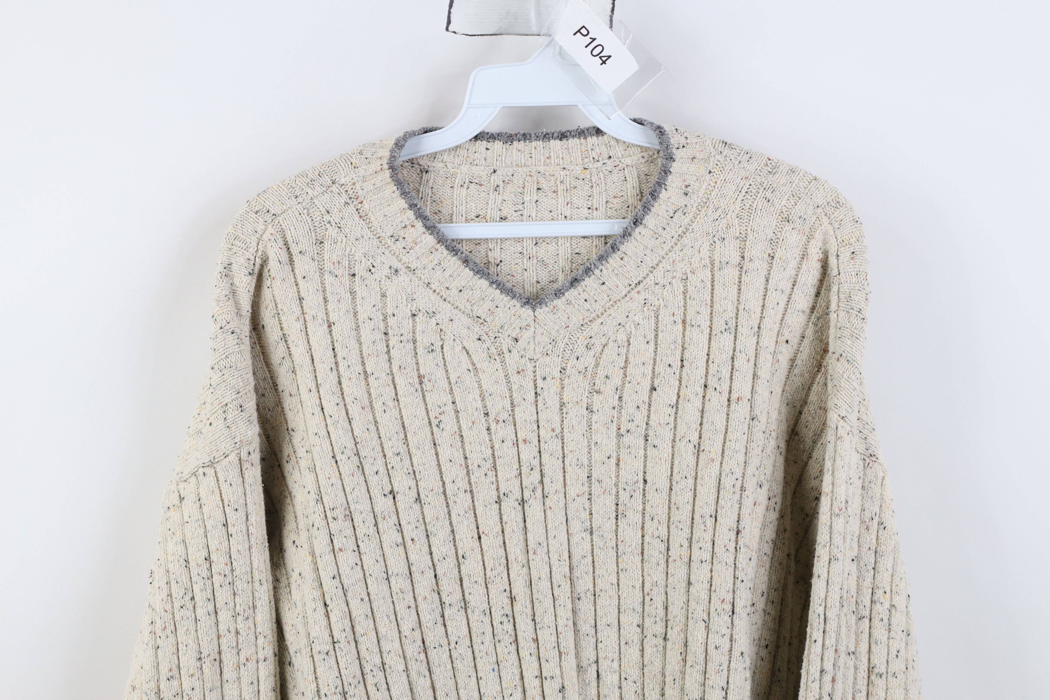 Vintage Vintage 90s Streetwear Fleck Ribbed Knit V-Neck Sweater Size US L / EU 52-54 / 3 - 2 Thumbnail