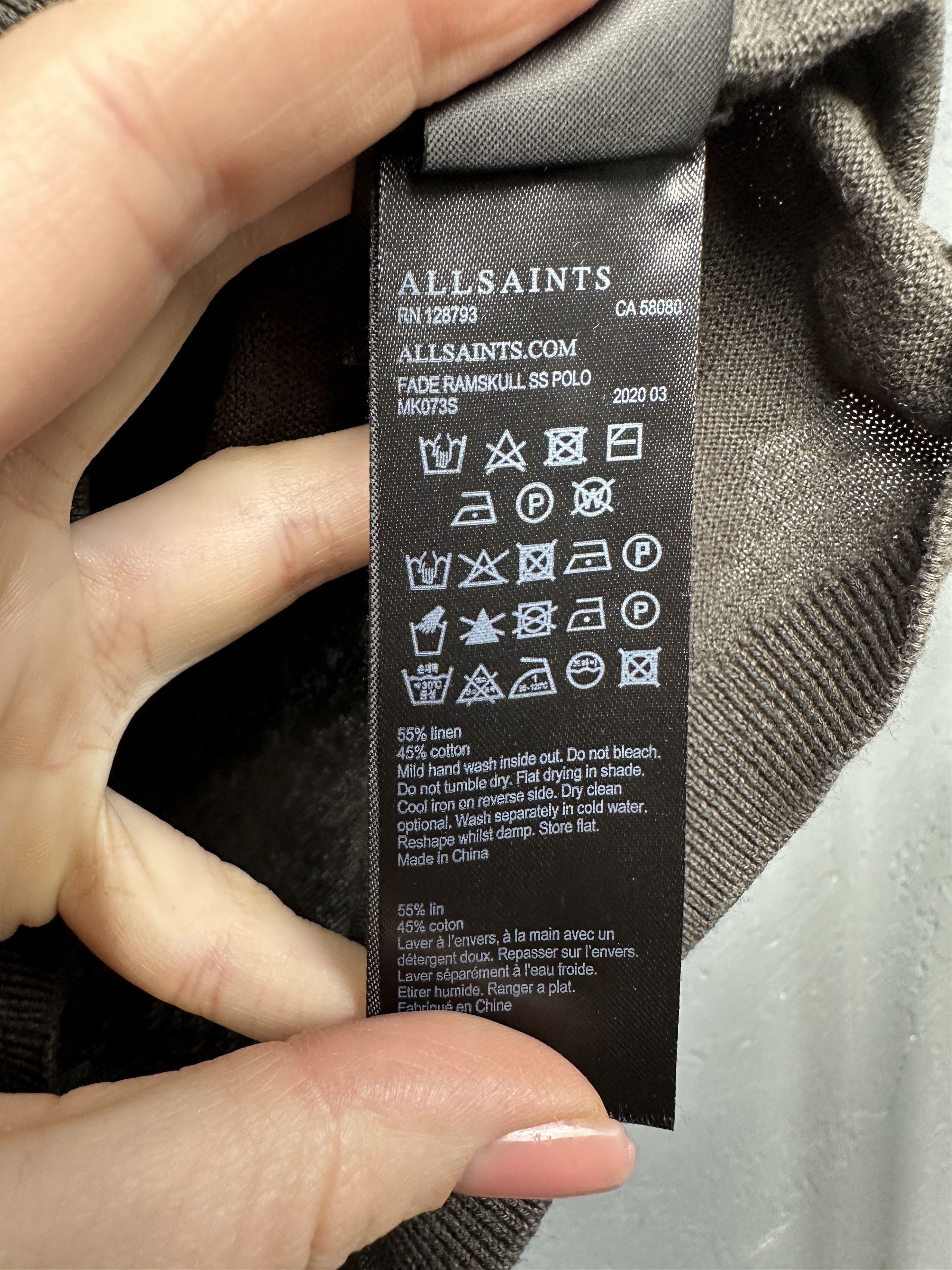 Allsaints Allsaints Mens Fade Ramskull LINEN Polo Shirt Size US M / EU 48-50 / 2 - 5 Thumbnail