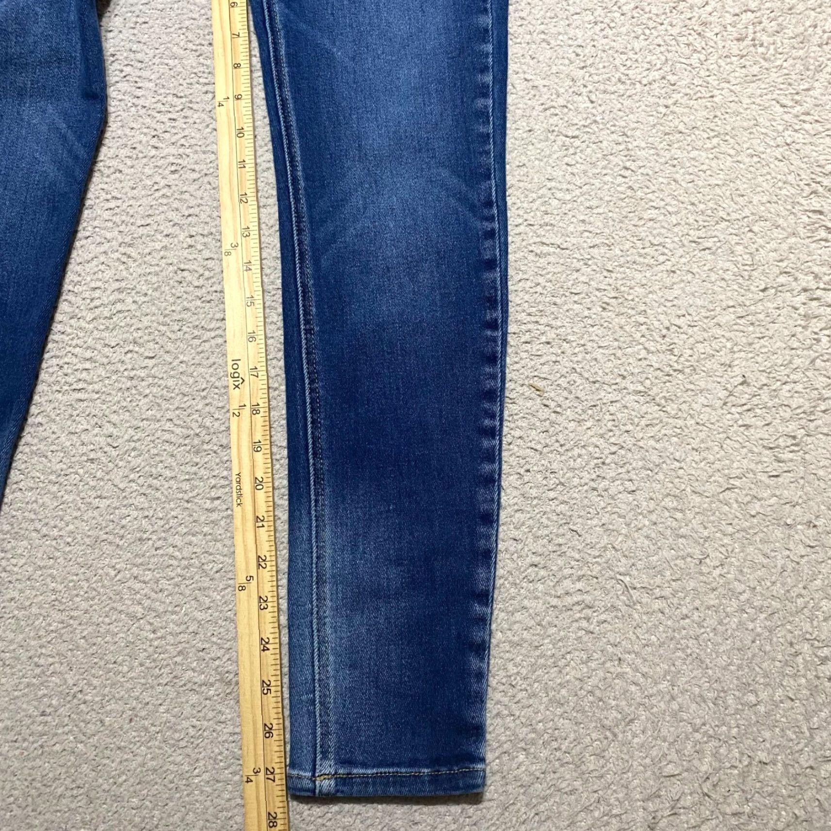 Vintage Kancan Jeans Blue Denim Dark Wash Skinny Leg Mid Rise Button Fly Womens Size 28 Maternity? Size 28" / US 6 / IT 42 - 6 Thumbnail