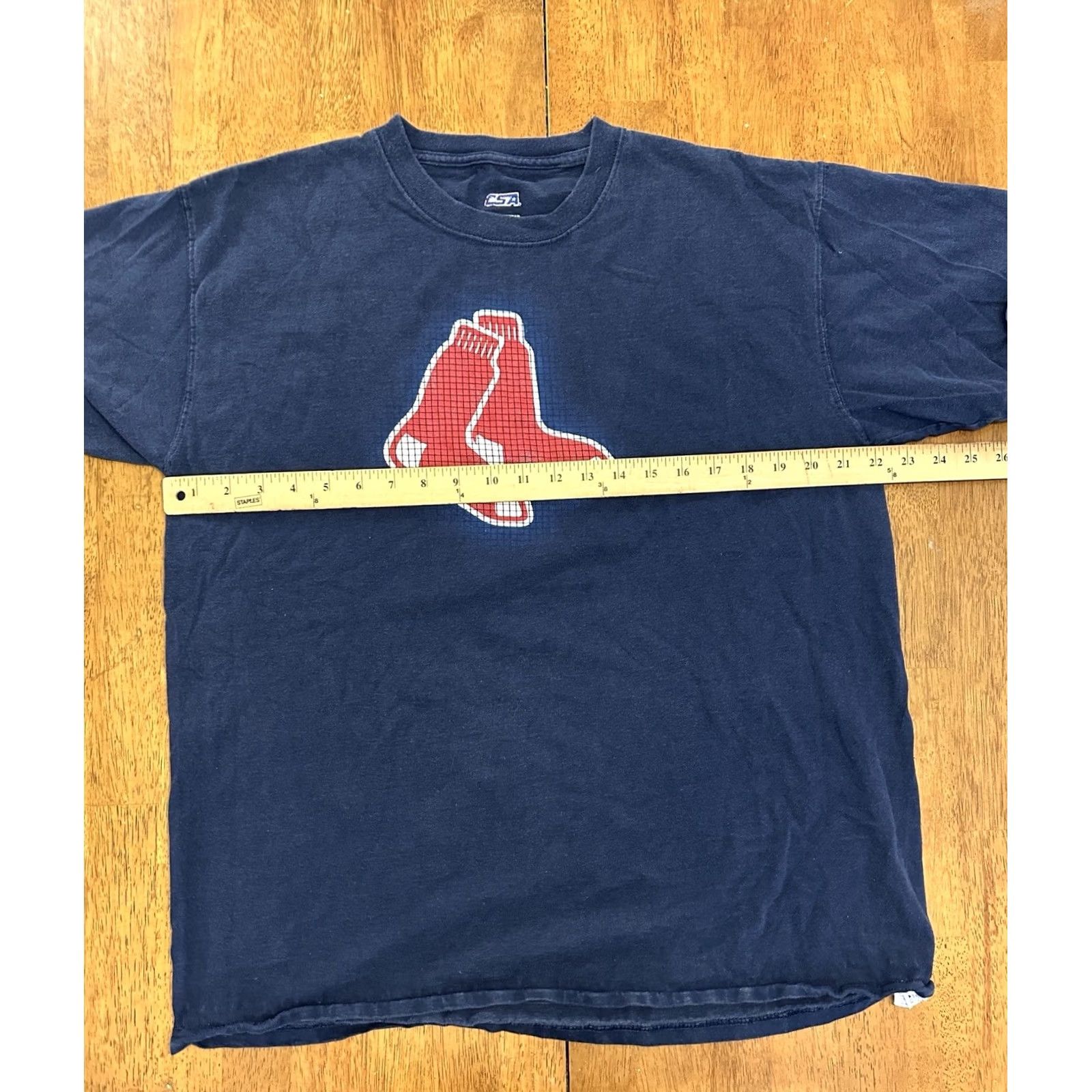 MLB Boston Red Sox Socks Logo T Shirt MLB Alternate Large CSA Men Blue Short Sleeve Cotton Crew Neck Regular Fit Size US L / EU 52-54 / 3 - 5 Thumbnail