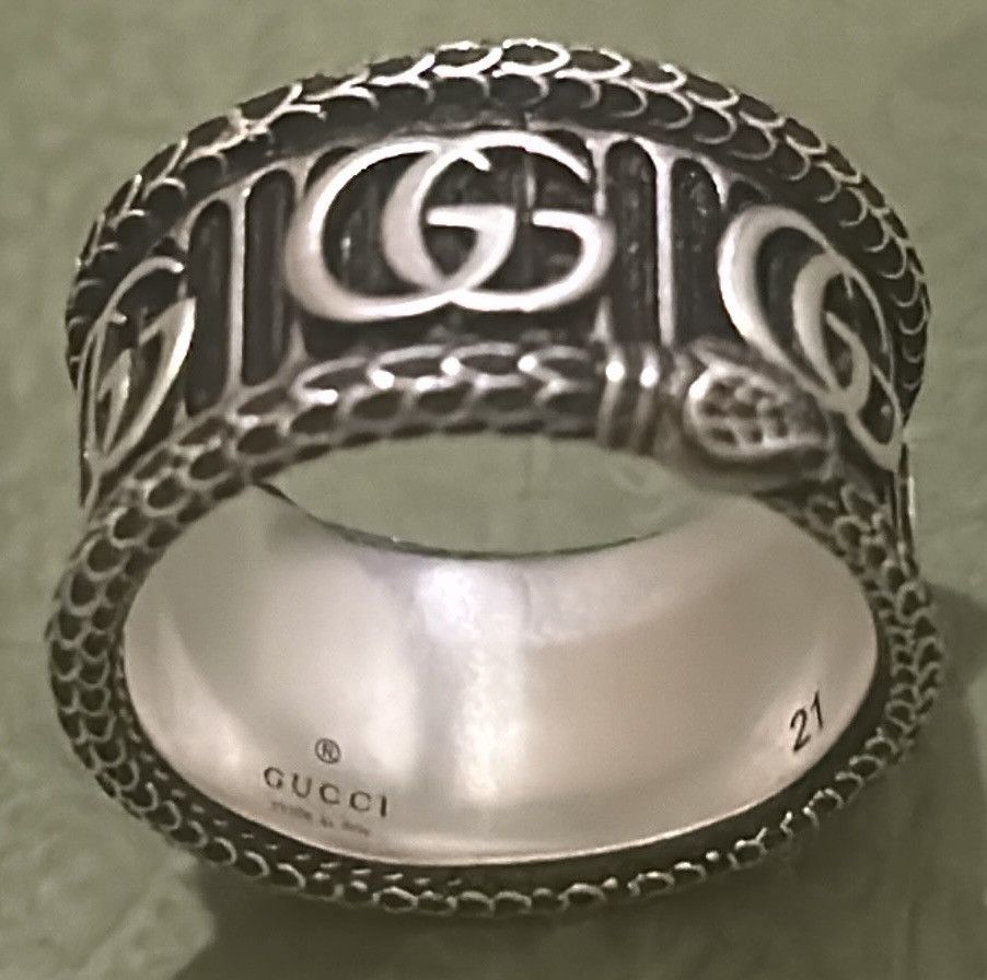 Gucci Gucci Silver Marmont Snake Ring with Double G AG925 Size ONE SIZE - 5 Thumbnail