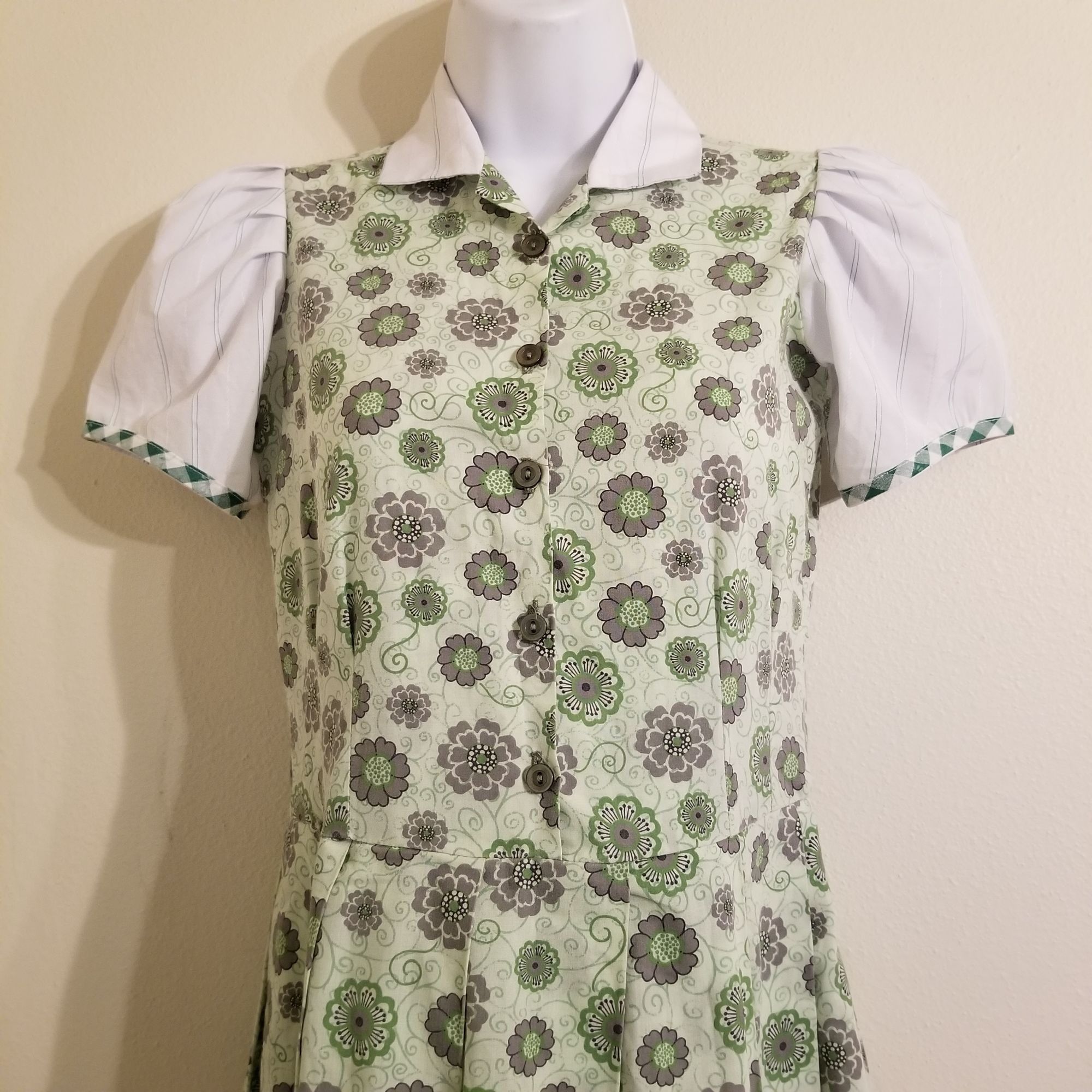 Other Homemade XS Green Floral Dress Pleated A Line Maxi Modest Co Size XS / US 0-2 / IT 36-38 - 8 Thumbnail
