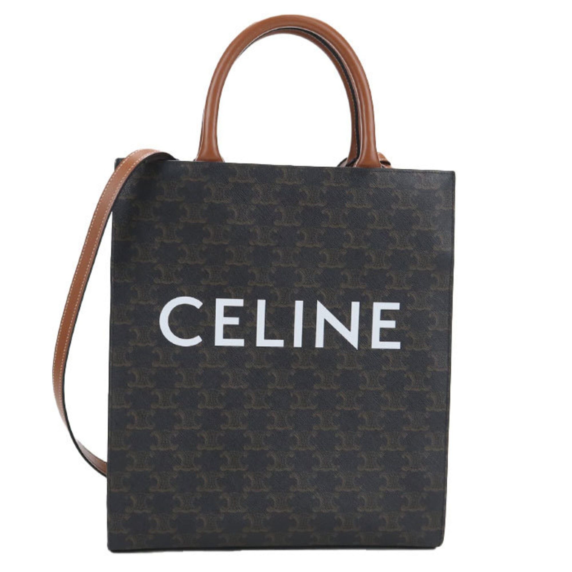 Celine Celine Tote Bag 191542BZK.04LU Vertical Cabas Small Triomphe Canvas Women's Brown Size ONE SIZE - 1 Thumbnail