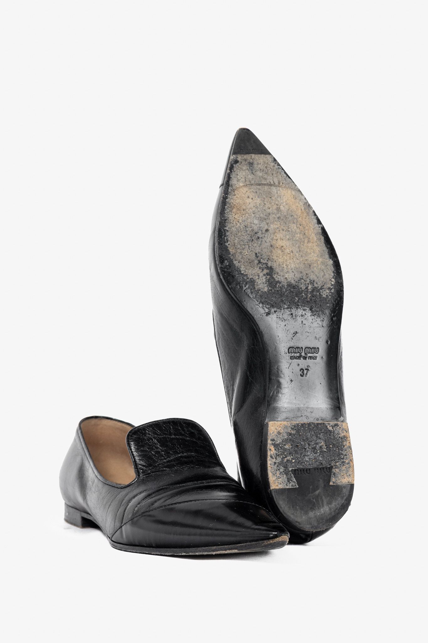 Miu Miu Miu Miu AW13 Black Leather Pointed-Toe Flats Size US 6.5 / IT 36.5 - 4 Thumbnail