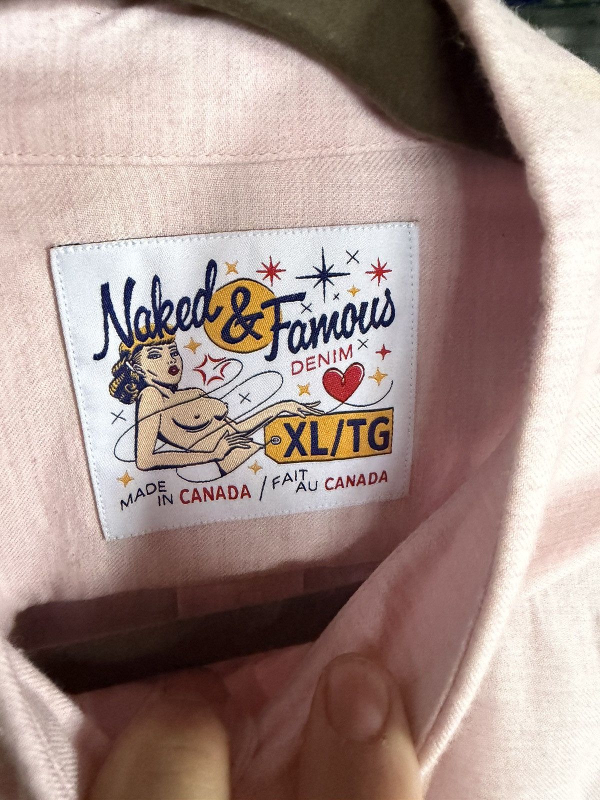 Naked & Famous Naked & Famous Easy Shirt XL Soft Flannel Disco’d Color Pink Size US XL / EU 56 / 4 - 3 Thumbnail