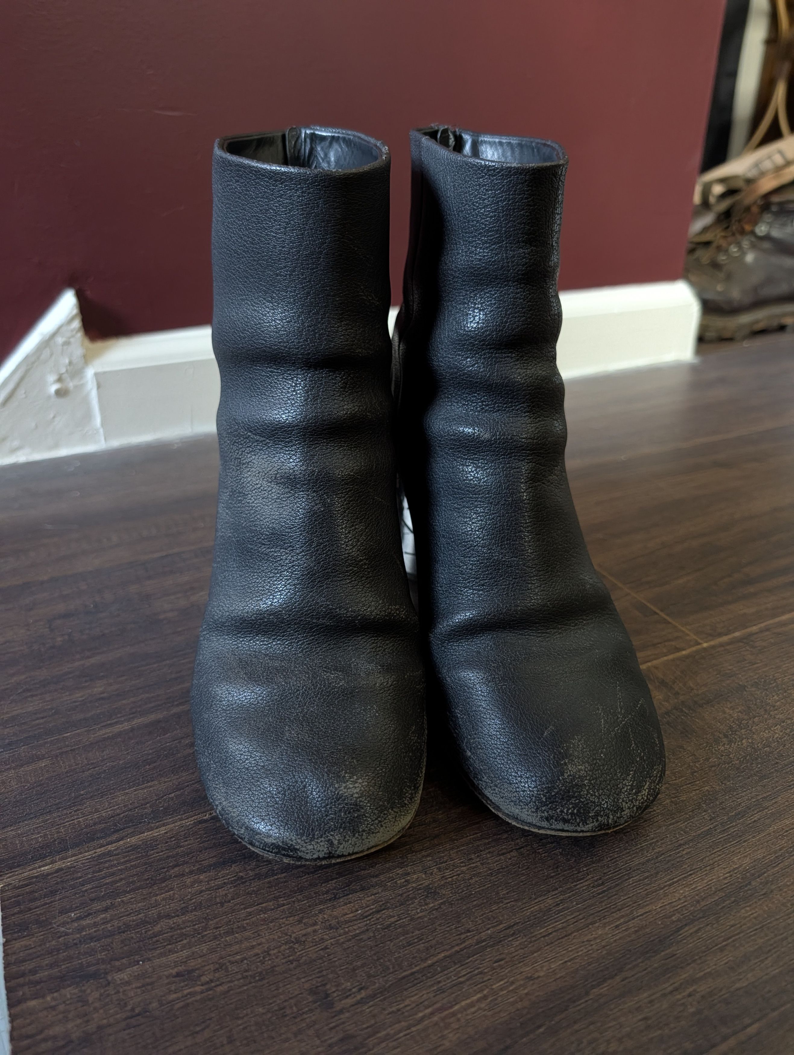 Maison Margiela Shattered mirror heeled black leather zip-up boots 41 Size US 8 / EU 41 - 4 Thumbnail
