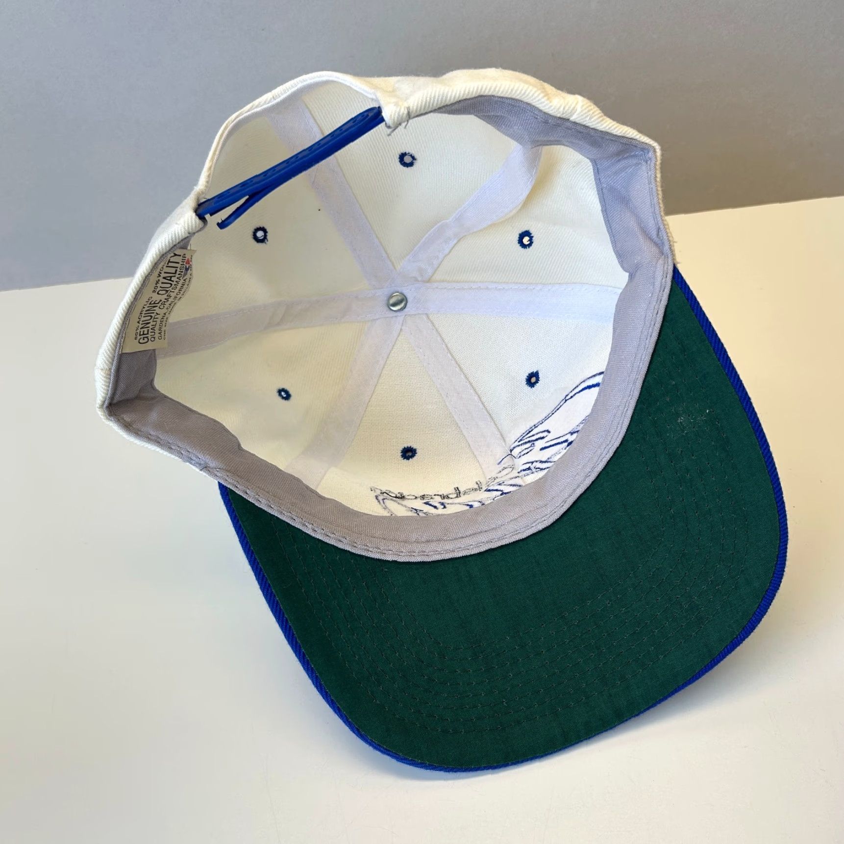 Vintage VINTAGE Cap Boy Twill Snapback Hat One Size Blue Beige 90s Classic Countries Casual Unisex Adults Adjustable Wool Polyester Hat Size ONE SIZE - 6 Thumbnail