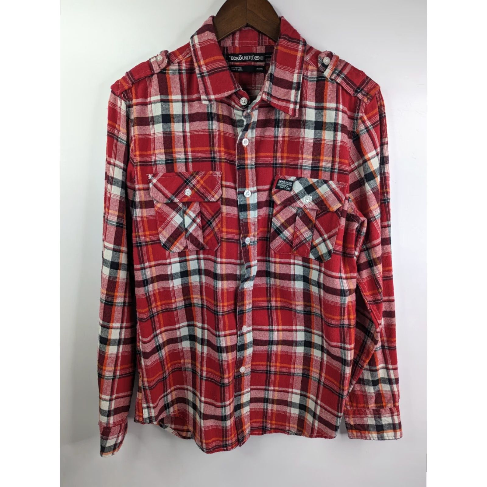 Ecko Unltd. Ecko Unltd. Shirt Flannel Long Sleeve Cotton Red Plaid Size M Athletic Men Size US M / EU 48-50 / 2 - 2 Thumbnail