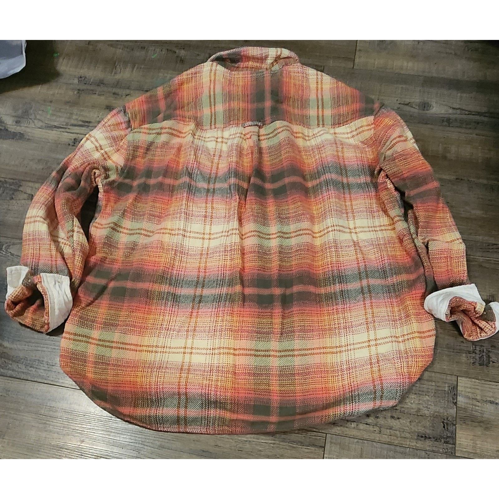 American Eagle Outfitters American Eagle Flannel Sz L Button Up Shirt Orange 2063 Size US L / EU 52-54 / 3 - 4 Thumbnail