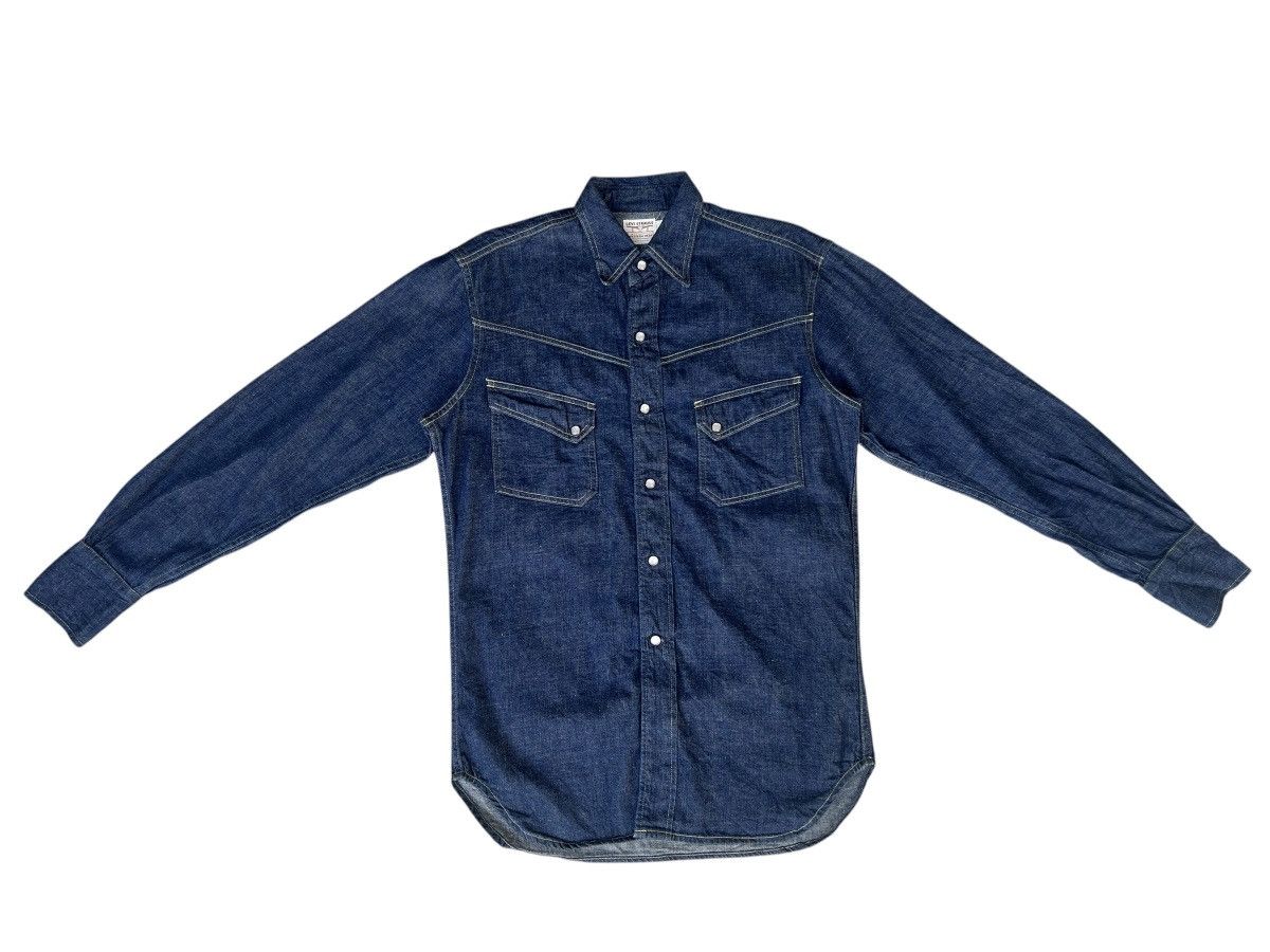 Levi's Vintage Clothing Vintage 2000 Levi’s Long Horn Big E Denim Western Shirt Size US M / EU 48-50 / 2 - 3 Thumbnail
