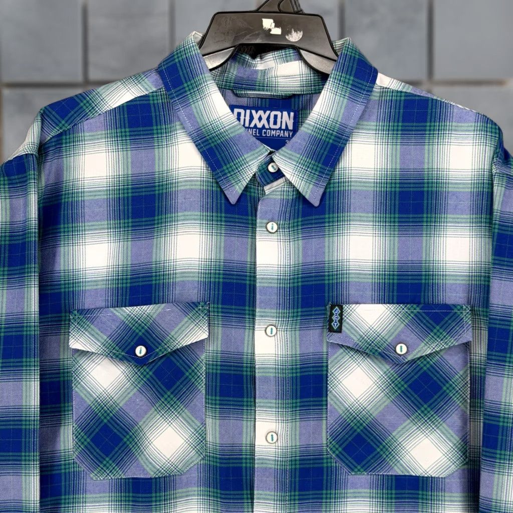 Vintage Dixxon Flannel Company Shirt Plaid JCT Blue/Green/White 3X Mens Big & Tall Button-Up Pockets Wrinkle Resistant D-Tech Size US XXL / EU 58 / 5 - 1 Thumbnail