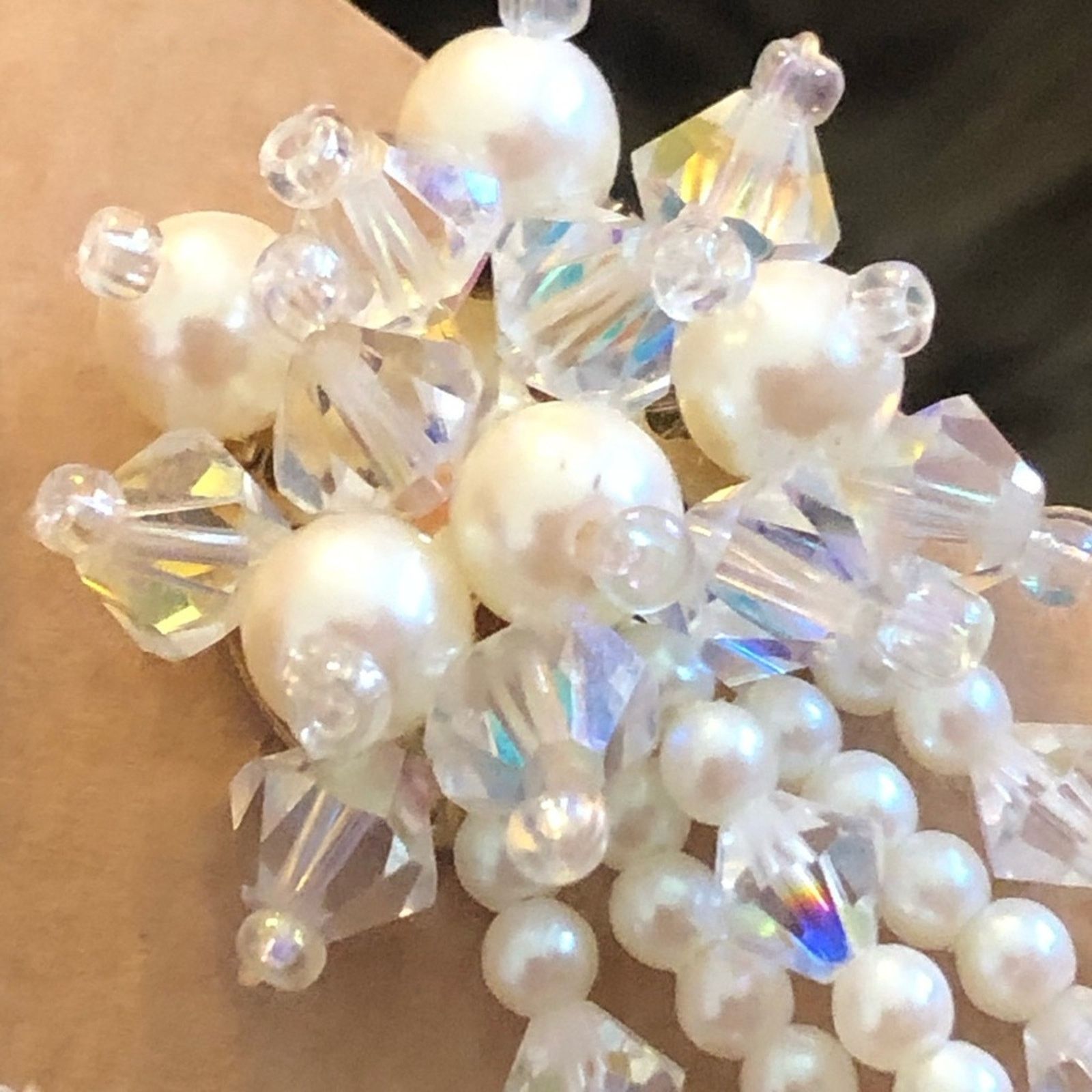 Vintage Vintage bicone crystal and pearl cluster earrings Size ONE SIZE - 4 Thumbnail