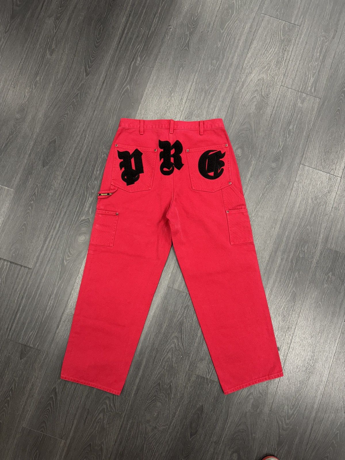 Supreme Supreme Old English Canvas Double Knee Work Pant (Red) Size US 34 / EU 50 - 2 Thumbnail