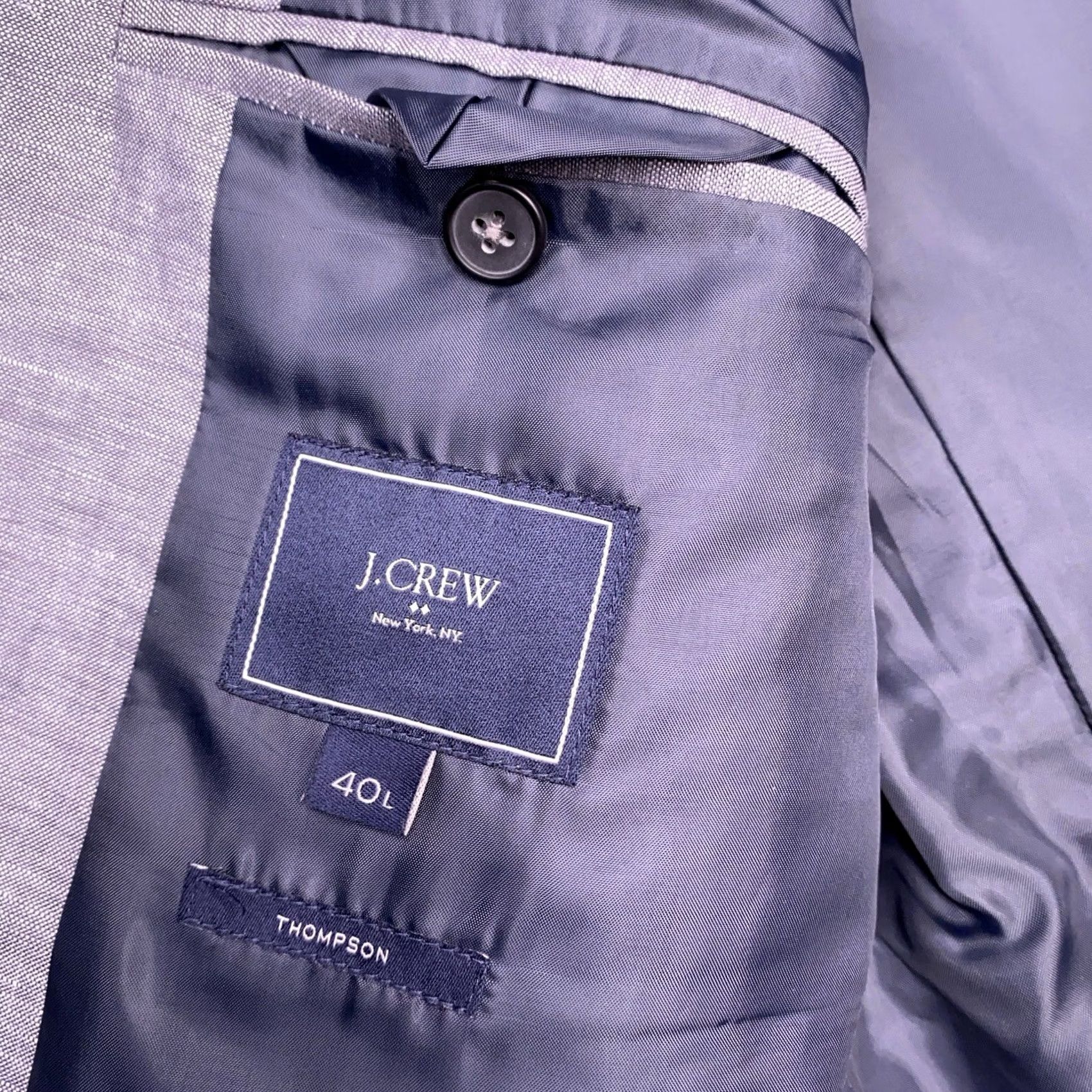 J.Crew J.CREW Blazer Sport Coat 40 Long Gray Linen Blend Notch Lapel Double-Vented Four-Button Inner Pockets Men's Regular Modern Shirt? Size 40R - 4 Thumbnail
