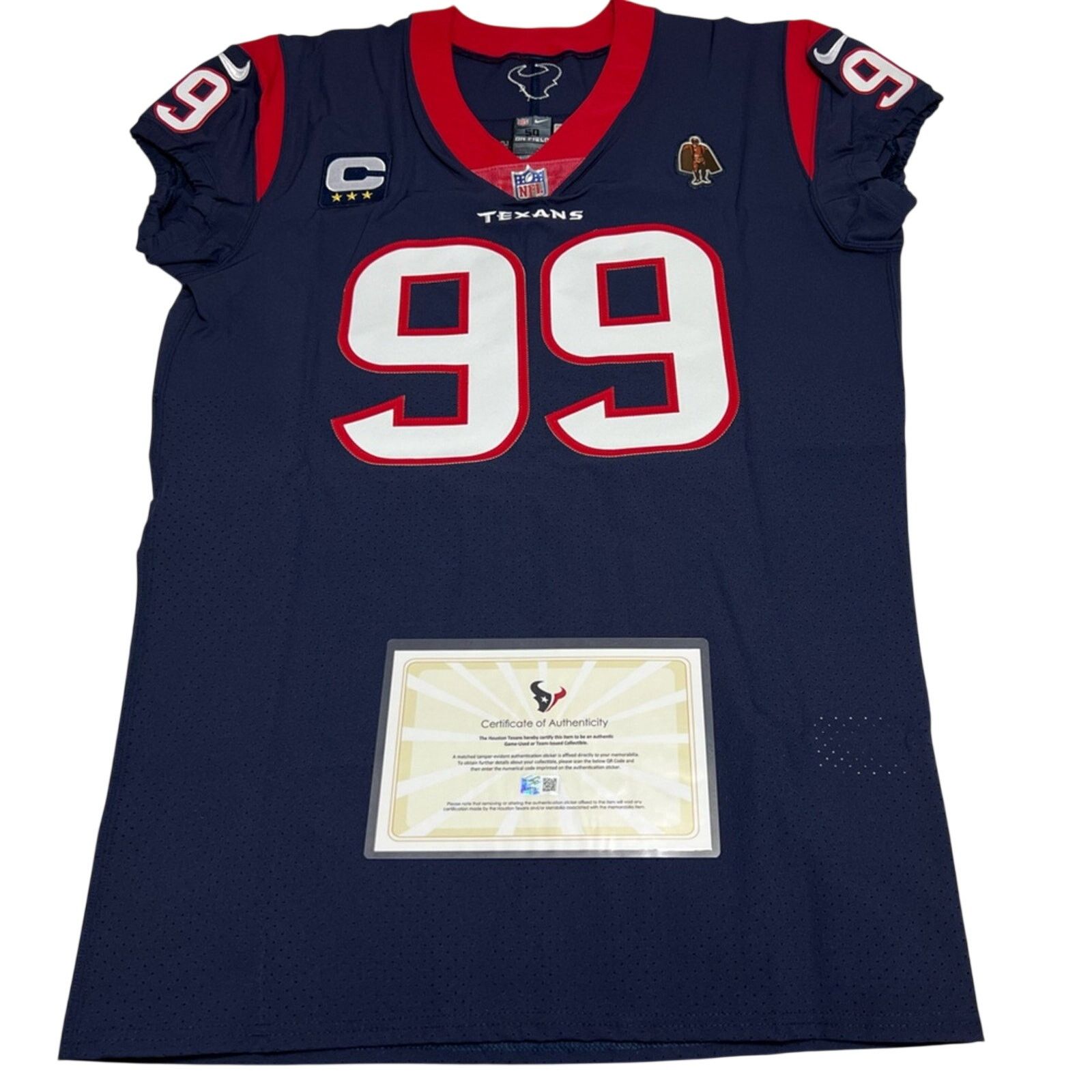 Nike JJ Watt Texans Game Issued Jersey Captain & WPMOY Patch COA Size US XL / EU 56 / 4 - 1 Thumbnail