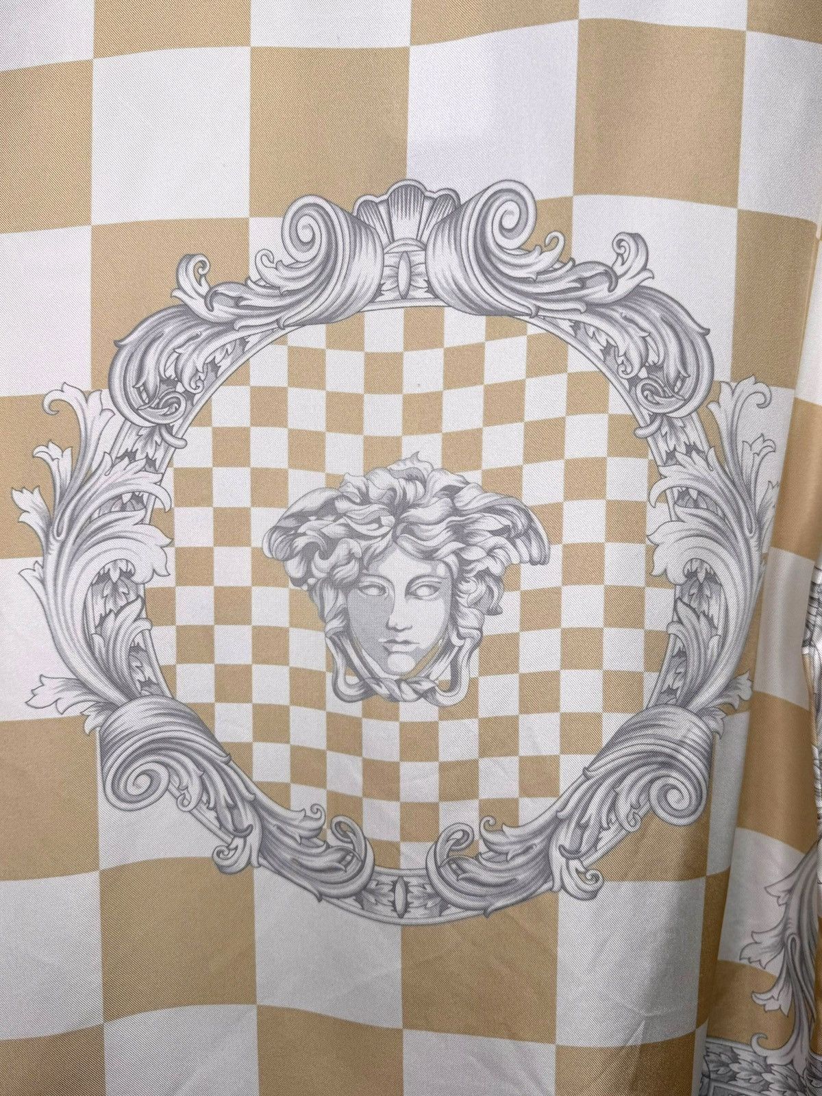 Versace Versace Silk Shirt Medusa Checkerboard Beige Size US M / EU 48-50 / 2 - 8 Thumbnail