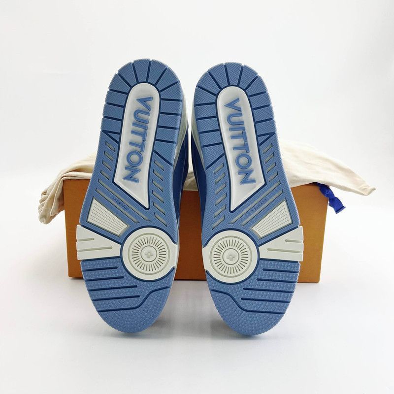 Louis Vuitton Louis Vuitton Blue Leather Low-Top Trainer Sneakers -2508 Size US 8.5 / EU 41-42 - 4 Thumbnail
