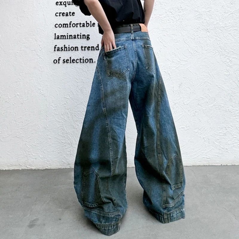 Japanese Brand × Jean × Vintage Flip Design Wide Leg Dirty Jeans Size US 29 - 6 Thumbnail