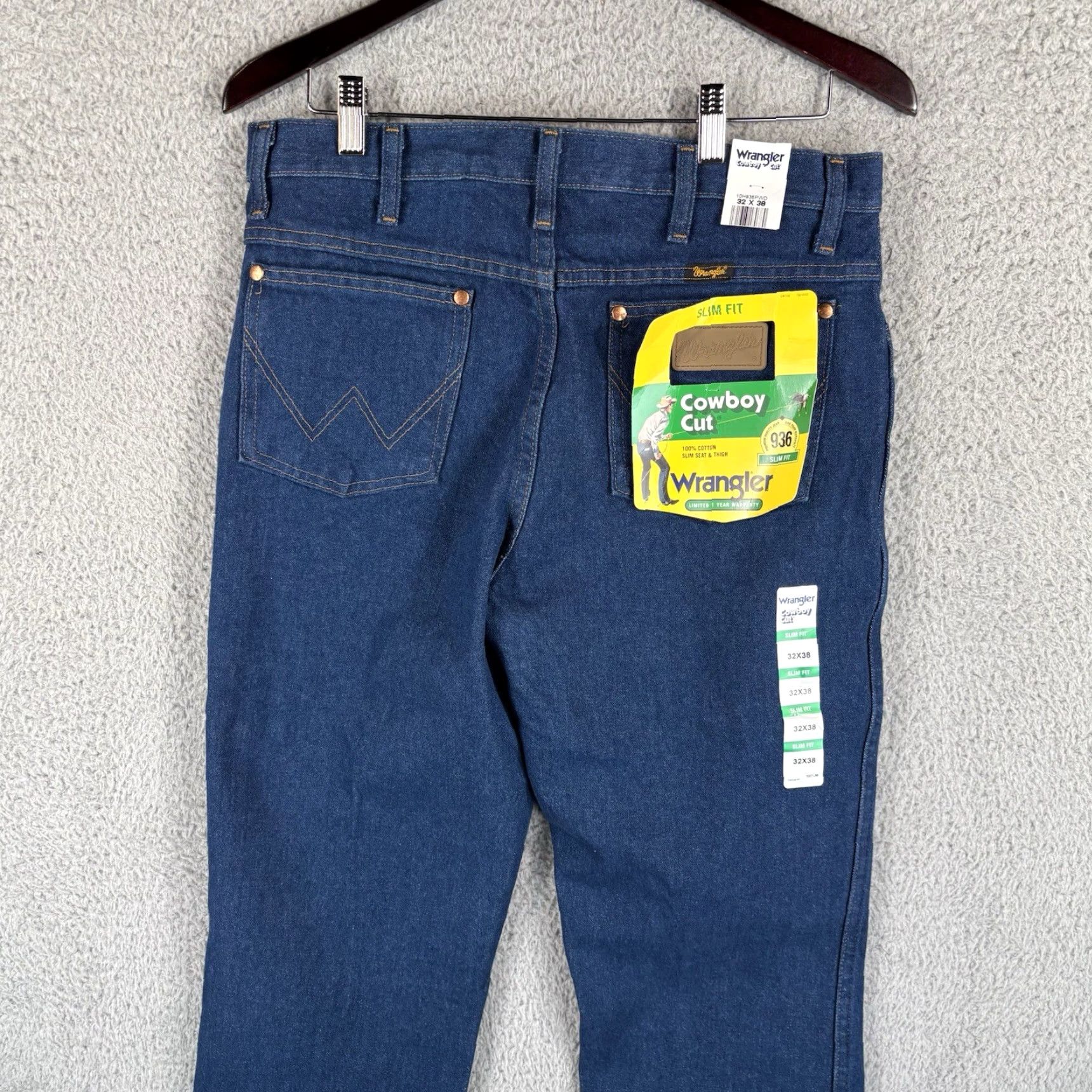 Wrangler Wrangler Cowboy Cut 936 Slim Fit Jeans 32x38 Regular Men Blue Denim 100% Cotton Comfort Pocket 5-Pocket Y2K Cowboy Theme Vintage No Size US 32 / EU 48 - 4 Thumbnail