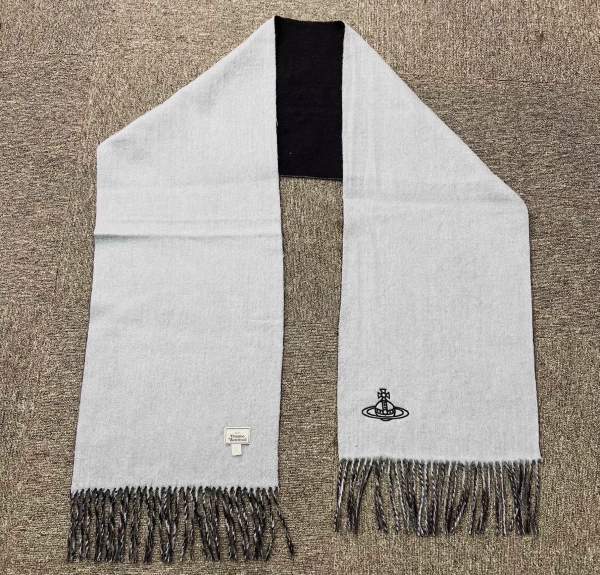 Vivienne Westwood Vivienne Westwood Saturn Embroidery Wool Cashmere Scarf K12 Size ONE SIZE - 4 Thumbnail