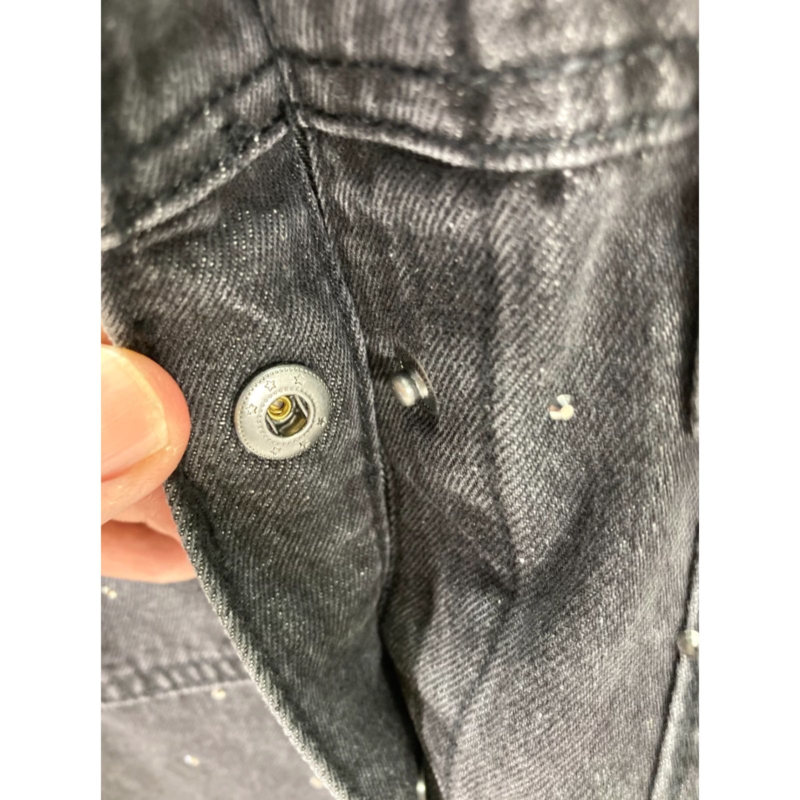 Express Express Jeans Denim Jacket Womens M Black Snap Front Rhinestone Western NWT Size 32" / US 10 / IT 46 - 7 Thumbnail