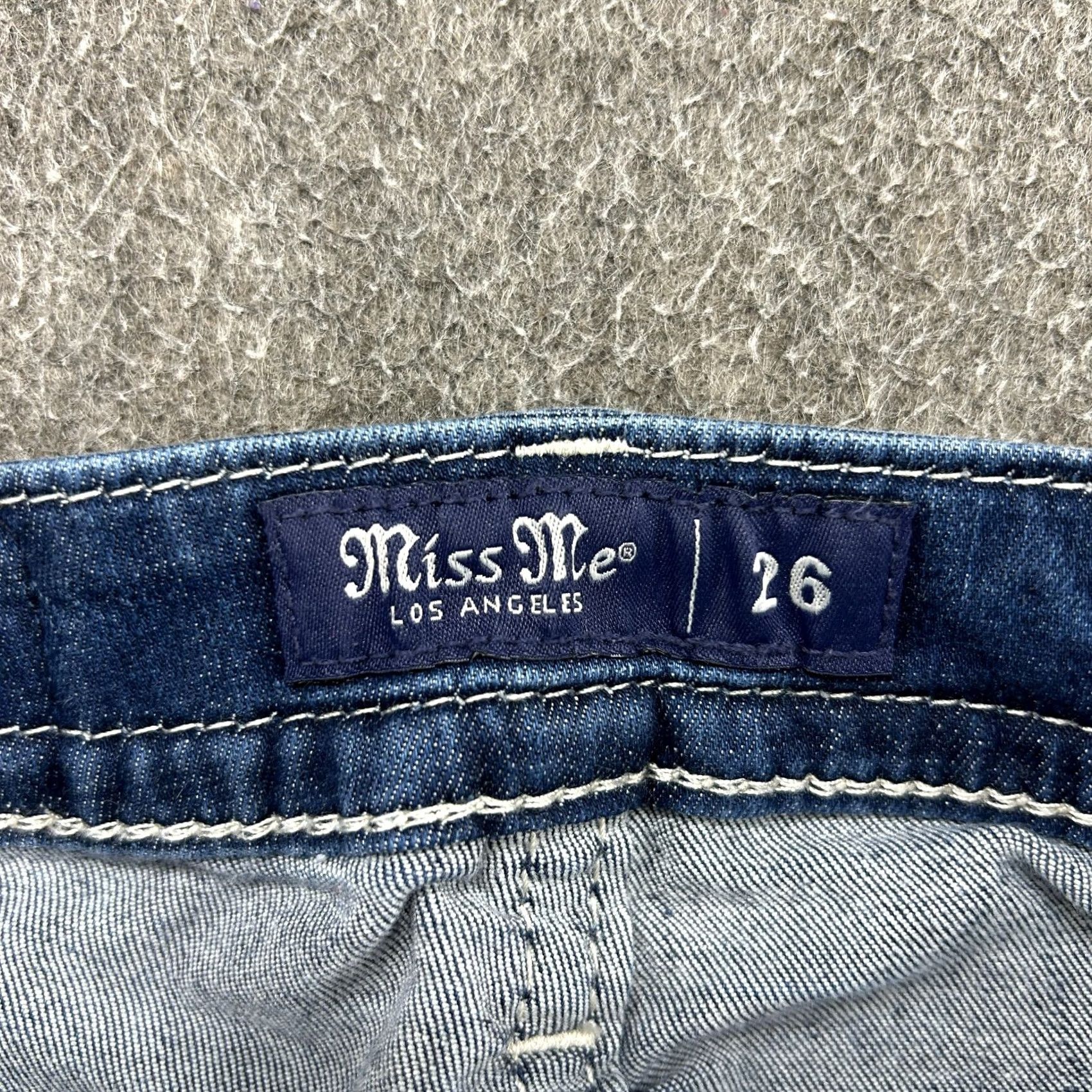 Miss Me Miss Me Jeans Womens 26 Blue Mid Rise Bootcut Medium Wash Bling Rhinestone Sequin Embroidered Buffalo Rock Western Jeans Size 26" / US 2 / IT 38 - 7 Thumbnail