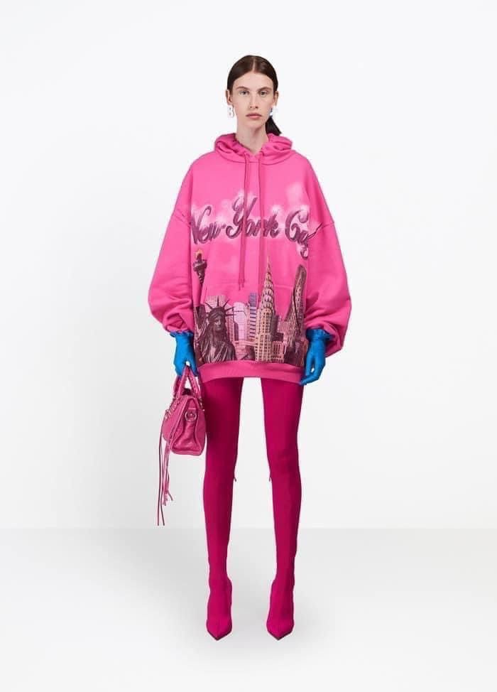 image of Balenciaga Nyc New York City Hoodie in Pink, Men's (Size Small)