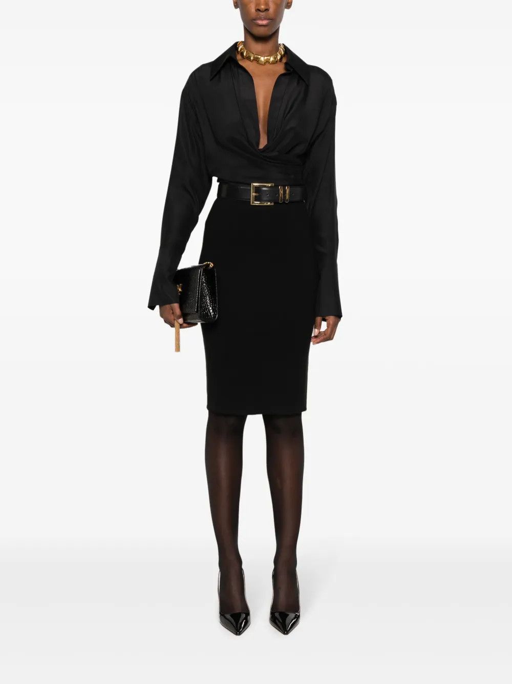 Saint Laurent Paris o1y0126 Mini Skirt in Black Size 27" / US 4 / IT 40 - 4 Thumbnail