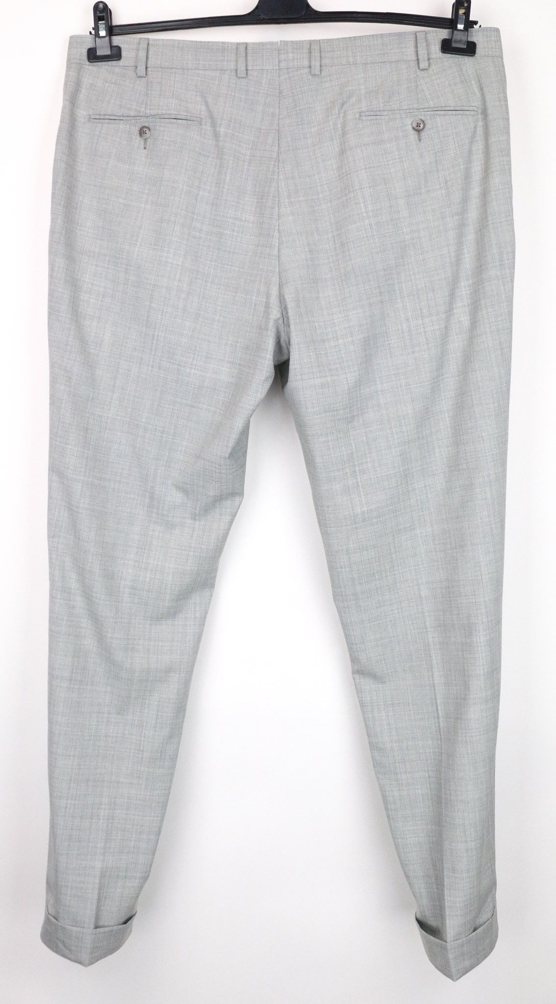 Suitsupply SOHO TURN UP UK44R Grey Melange Slim Wool Trousers 75323 Size 44R - 2 Thumbnail