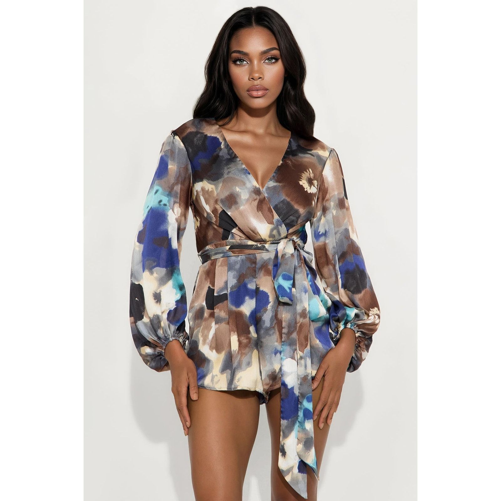 Other Kamila Abstract Long Sleeve Romper - Grey/combo - Size M Size 30" / US 8 / IT 44 - 2 Thumbnail