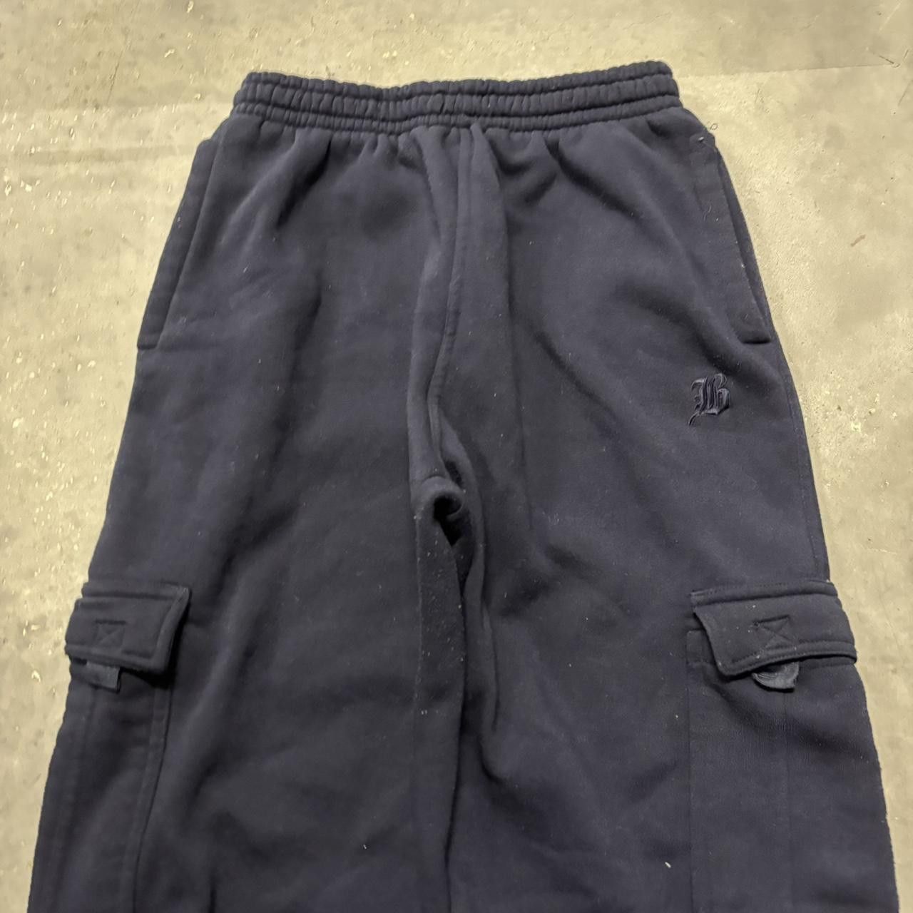 Japanese Brand × Vintage Crazy Vintage Y2K/2000s Baggy Navy Blue Skater Style Cargo Sweatpants! Size US 30 / EU 46 - 4 Thumbnail