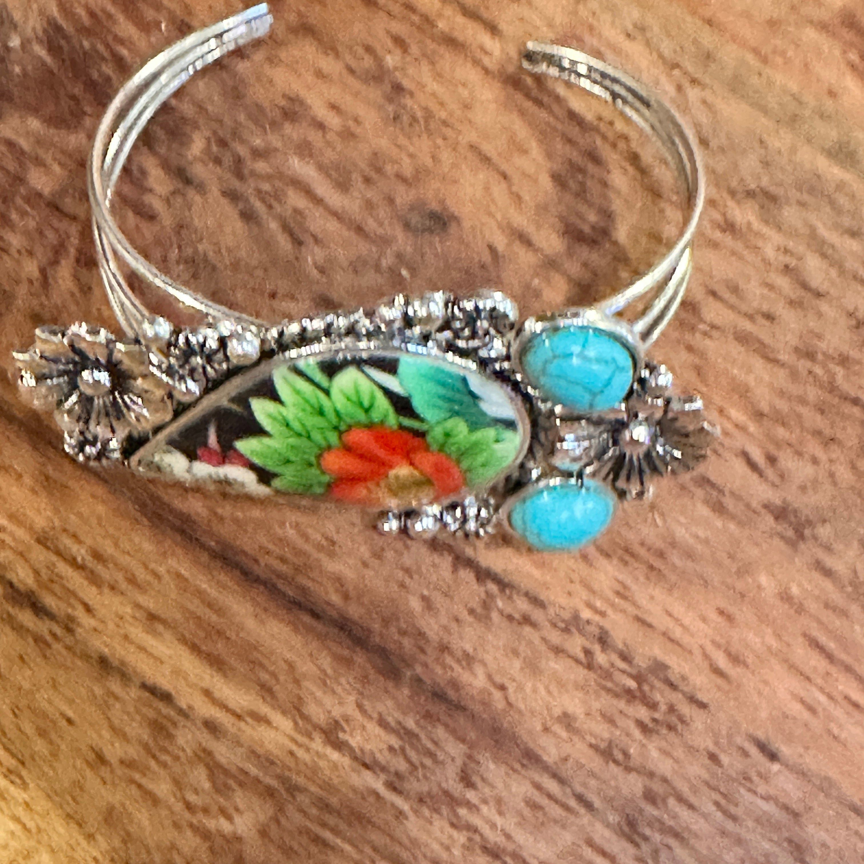 Other Boho Southwestern Turquoise Blossom Teardrop Resin Floral Ba Size ONE SIZE - 5 Thumbnail