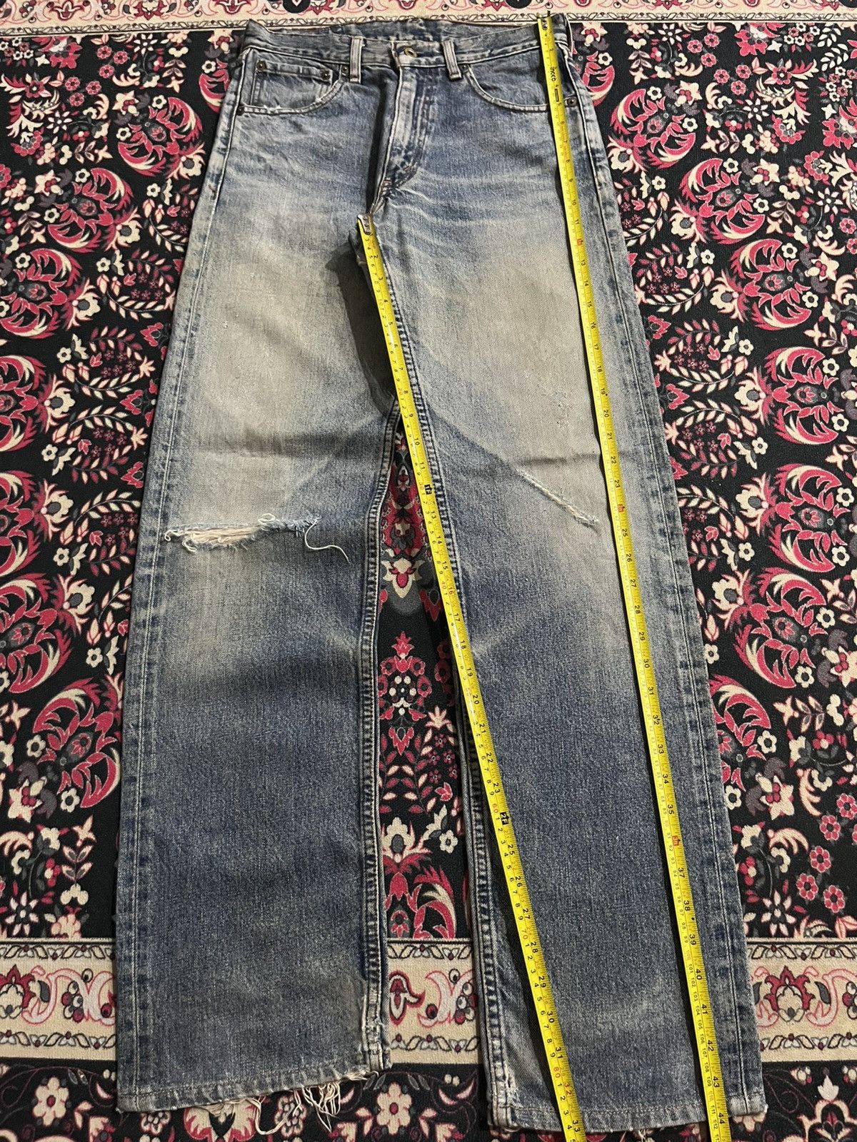 Levi's Vintage Levi’s 503 Blue Washed Distressed Straight Jeans Size US 30 / EU 46 - 12 Thumbnail