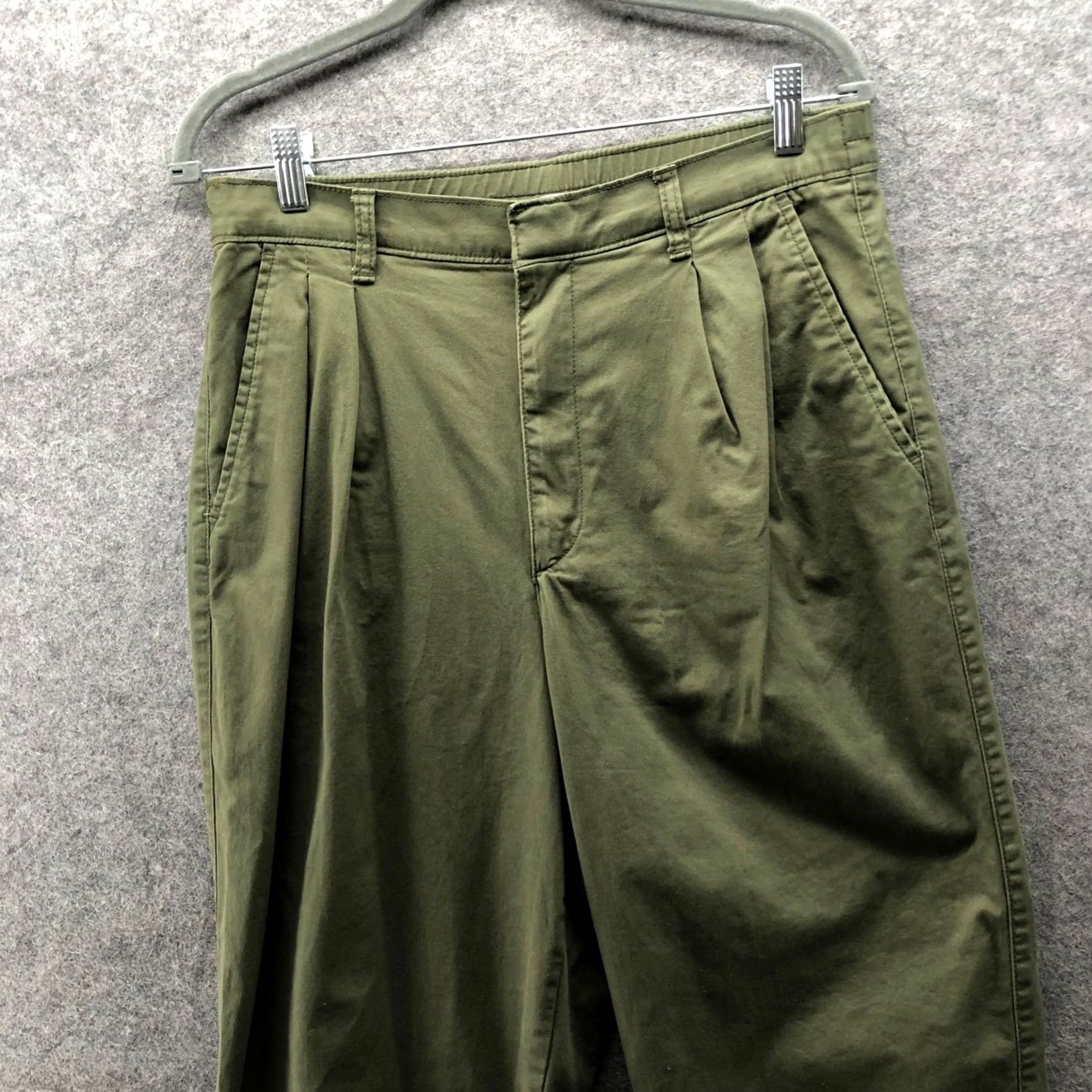 Gap Gap High Rise Pleated Khaki Trouser Pants Womens 12 Tall Army Green Relaxed Size 34" / US 12 / IT 48 - 3 Thumbnail