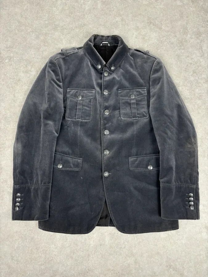 Karl Lagerfeld Lagerfeld Grey Cotton Officer Buttoned Blazer Jacket Size 42R - 1 Thumbnail