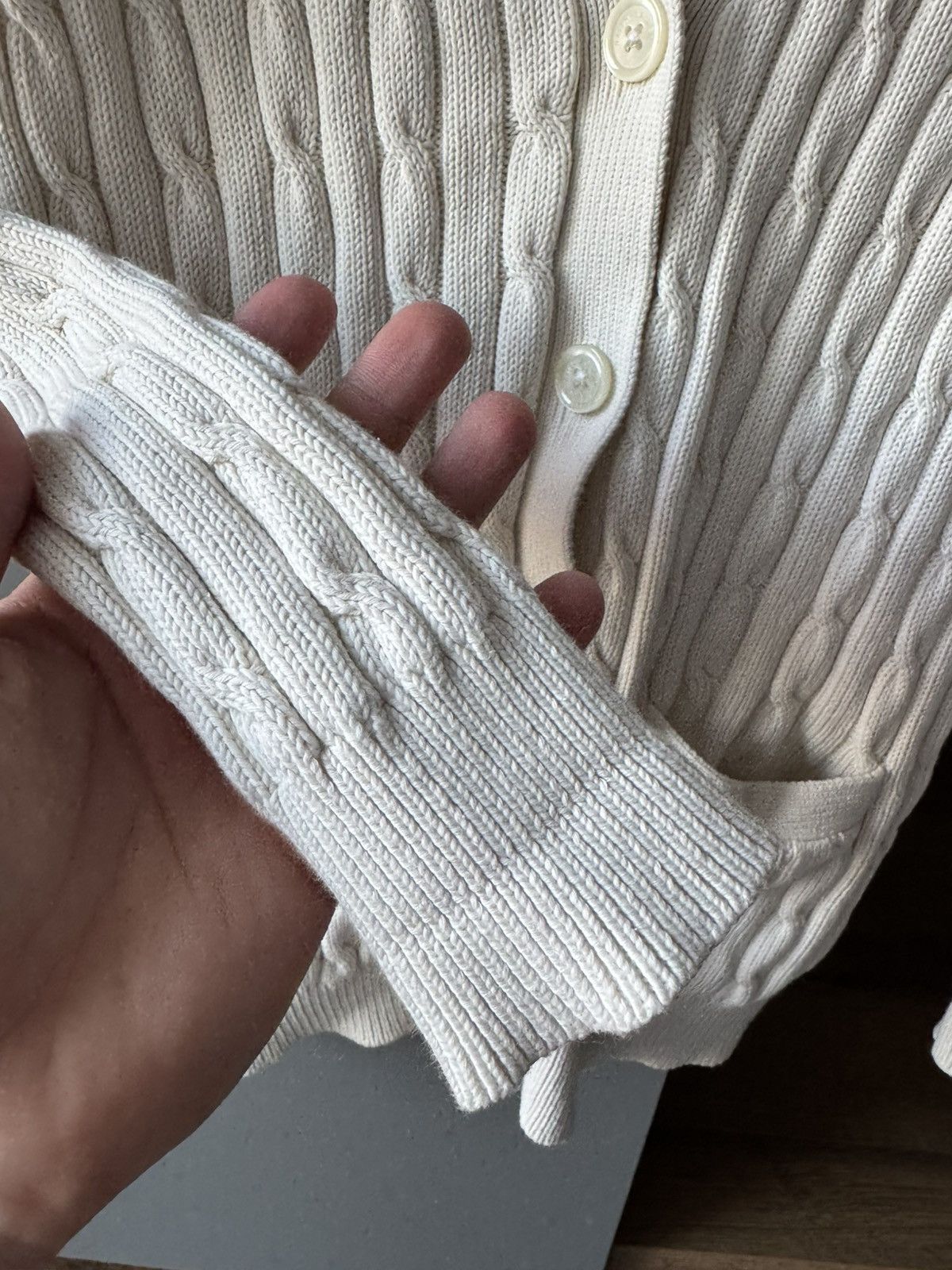 Polo Ralph Lauren Polo Ralph Lauren Women's Beige Cable-Knit Cotton Cardigan Size XS / US 0-2 / IT 36-38 - 6 Thumbnail