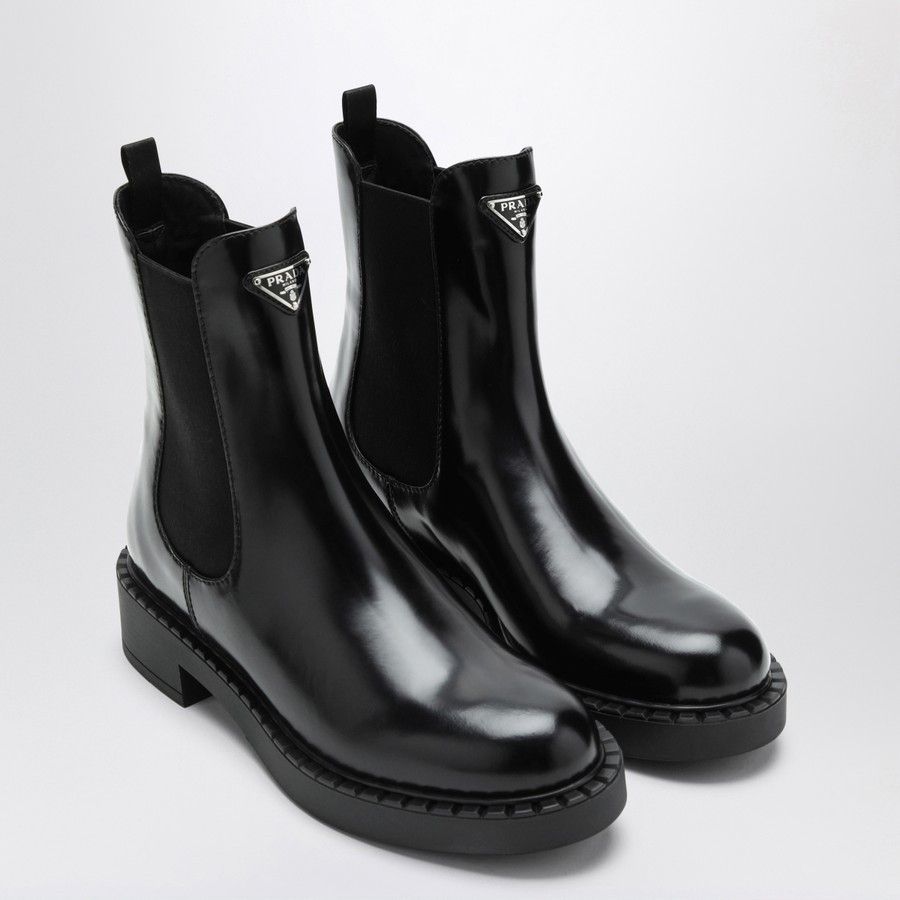 Prada o1d2blof0924 Leather Ankle Boots in Black Size US 9 / IT 39 - 2 Thumbnail