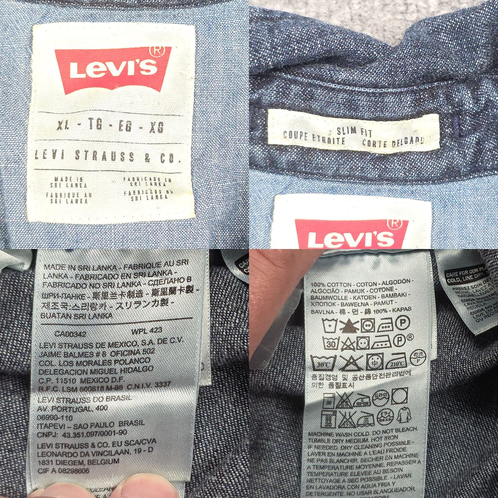 Levi's VINTAGE Levis Western Shirt Mens XL Slim Blue Pearl Snap Denim Cowboy Rancher Size US XL / EU 56 / 4 - 8 Thumbnail