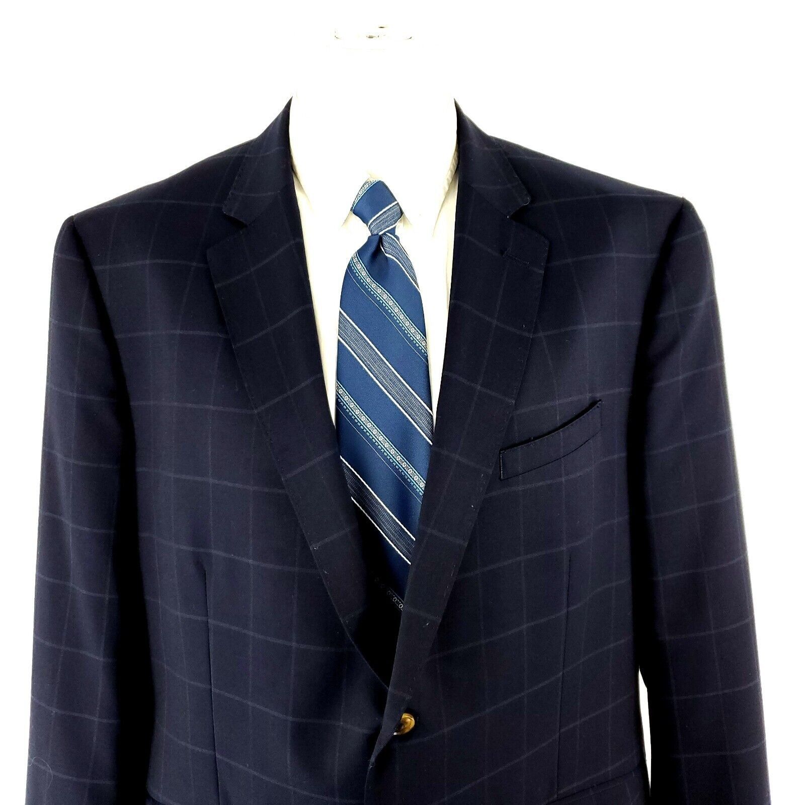 Other James Tattersall Wool Polyester 2 Button Suit Jacket 42R Blu Size 42R - 1 Thumbnail