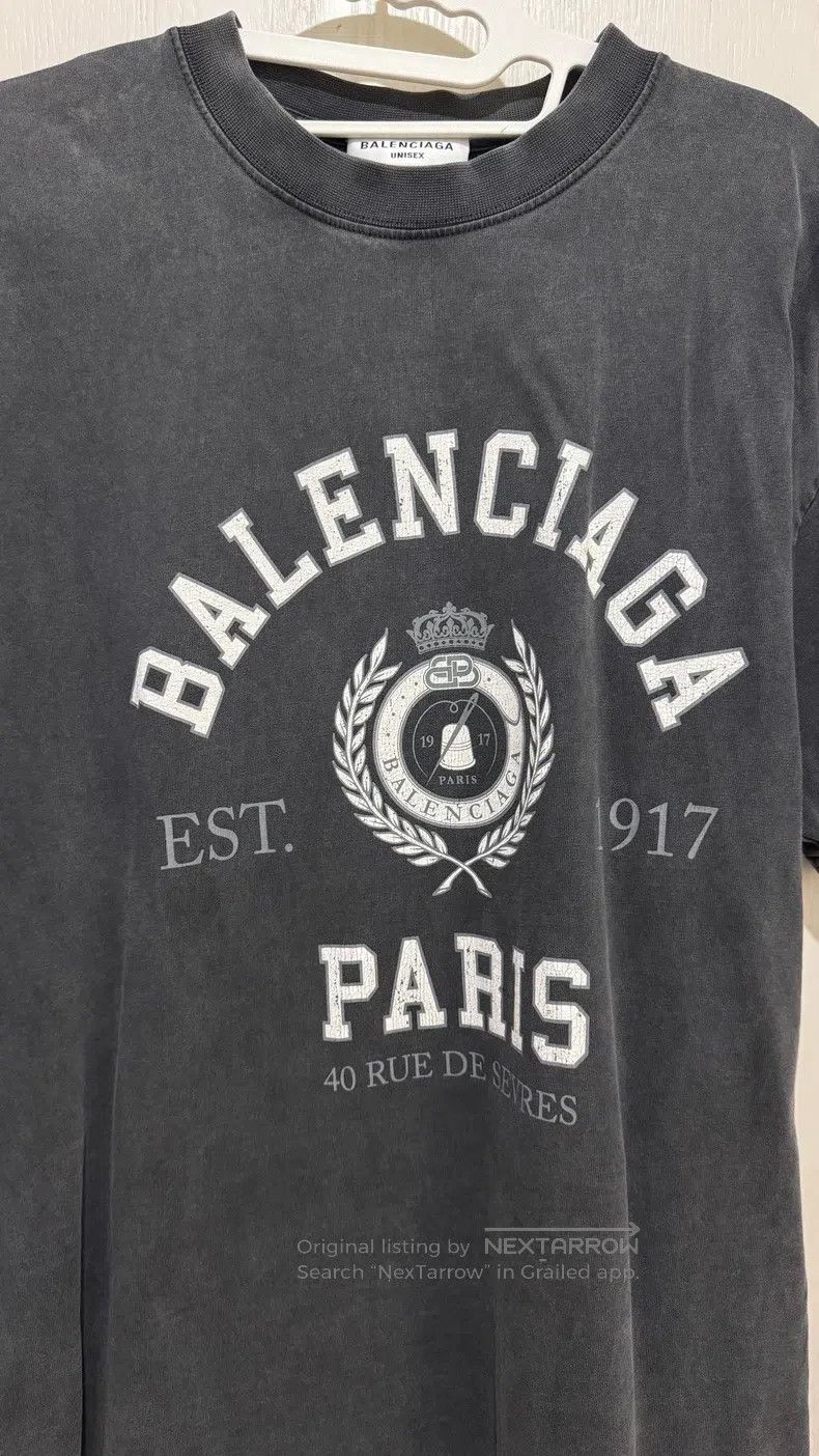 Balenciaga Balenciaga Crown Wheat Carbon Grey Short Sleeve T-Shirt, X Size US XS / EU 42 / 0 - 2 Thumbnail