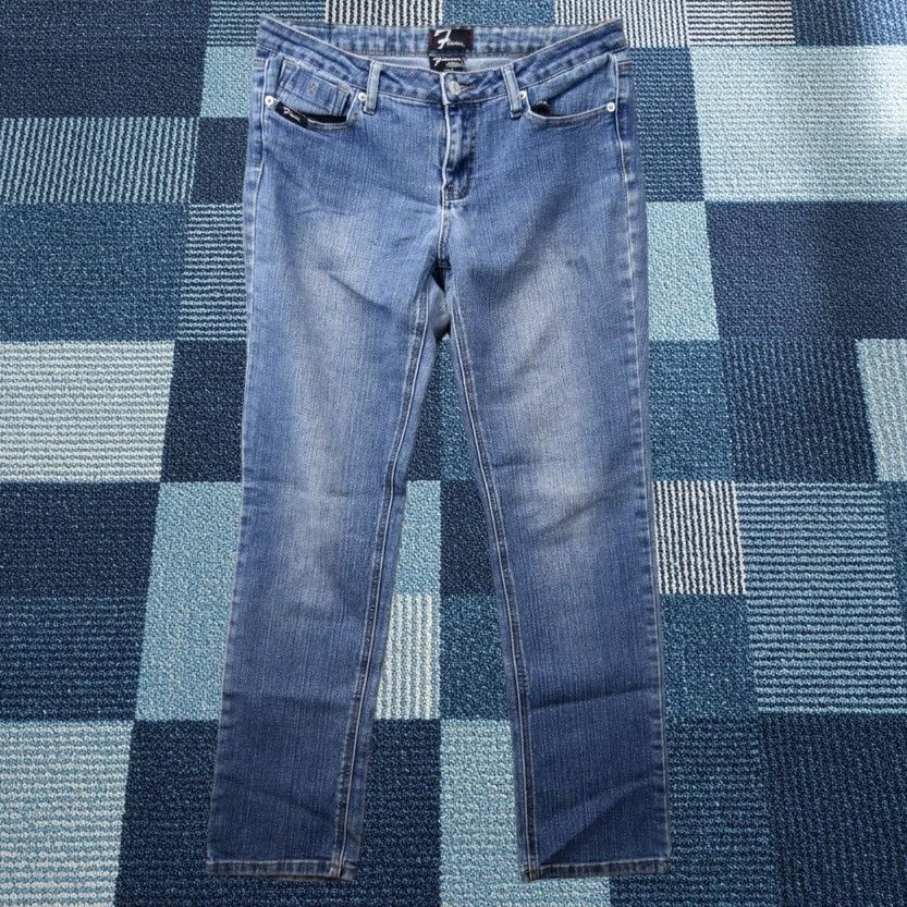 Denime Flavour Jeans Womens Size 12 Blue Denim Embroidered Pocket Bubblegum Straight Jeans Women Size 34" / US 12 / IT 48 - 1 Thumbnail