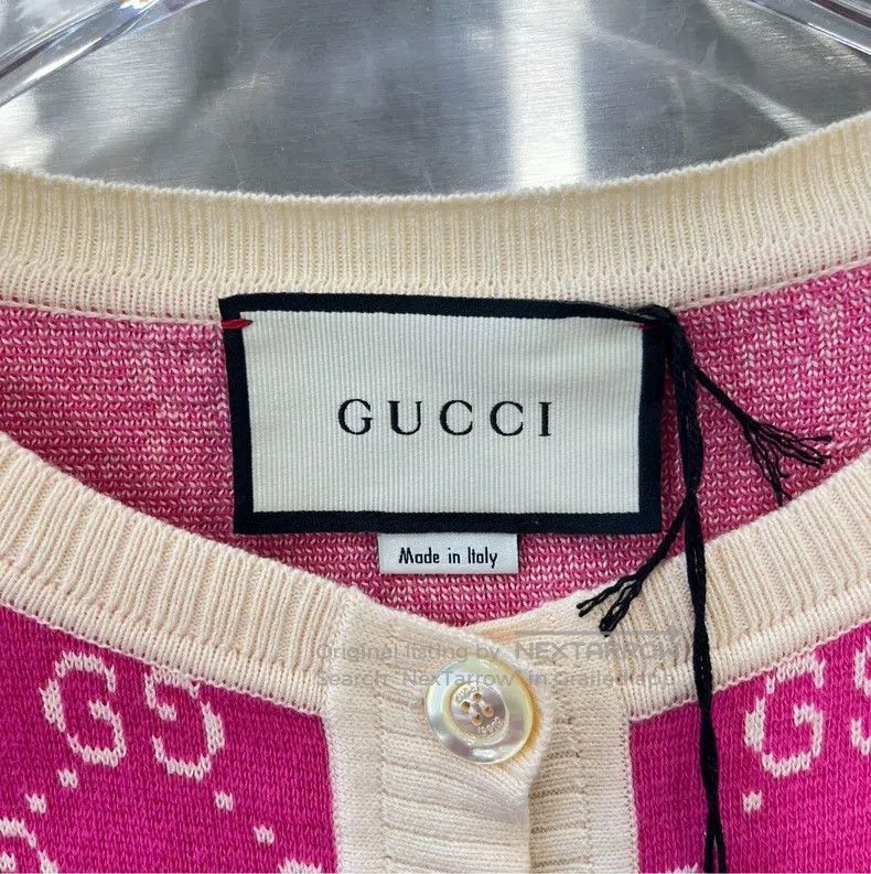 Gucci Gucci Pink GG full-print logo knitted cardigan coat Size S / US 4 / IT 40 - 3 Thumbnail