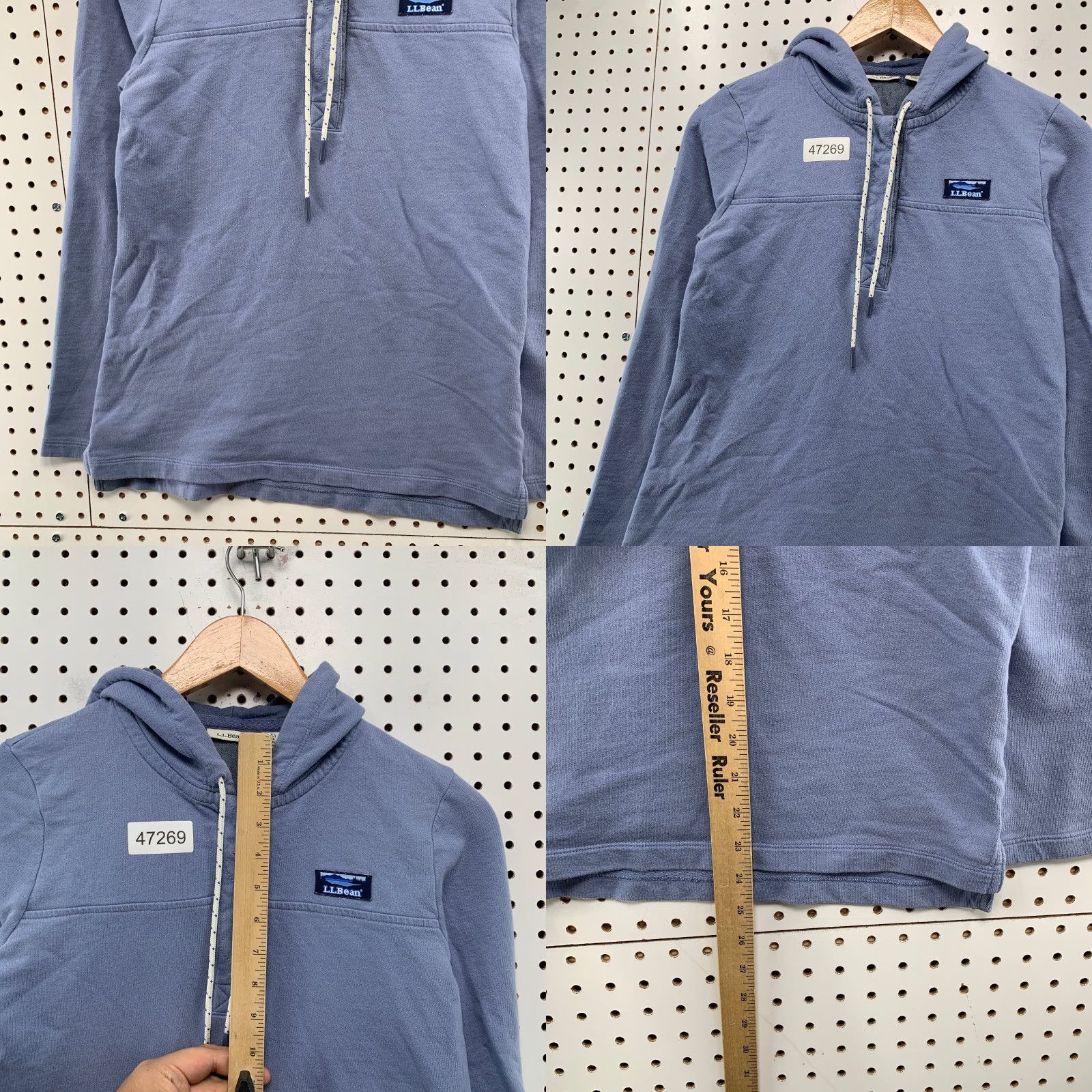 Vintage LL Bean Hoodie Sweatshirt Womens XS Blue Henley Hooded Fleece Pullover Size XS / US 0-2 / IT 36-38 - 8 Thumbnail